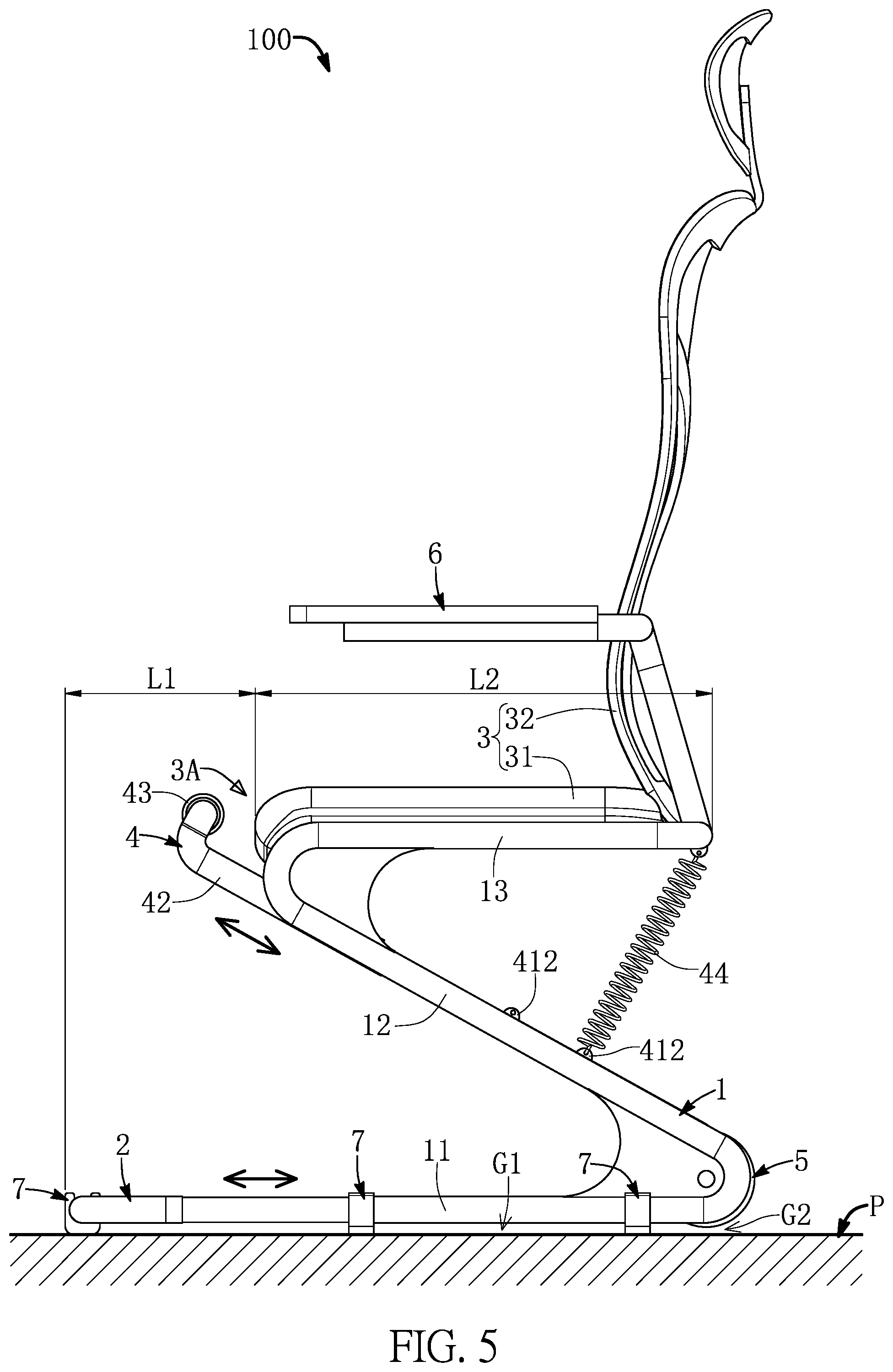 Patent US11771231 Figure 5 – Multifunctional chair