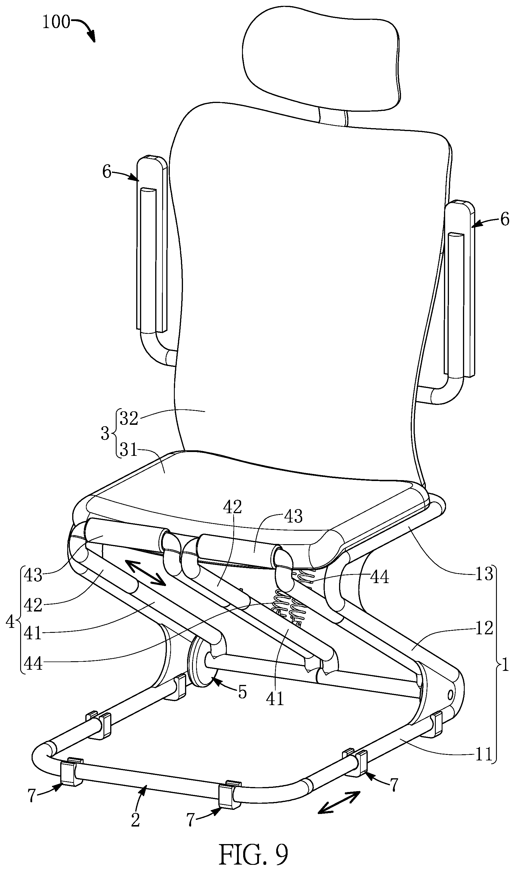 Patent US11771231 Figure 9 – Multifunctional chair