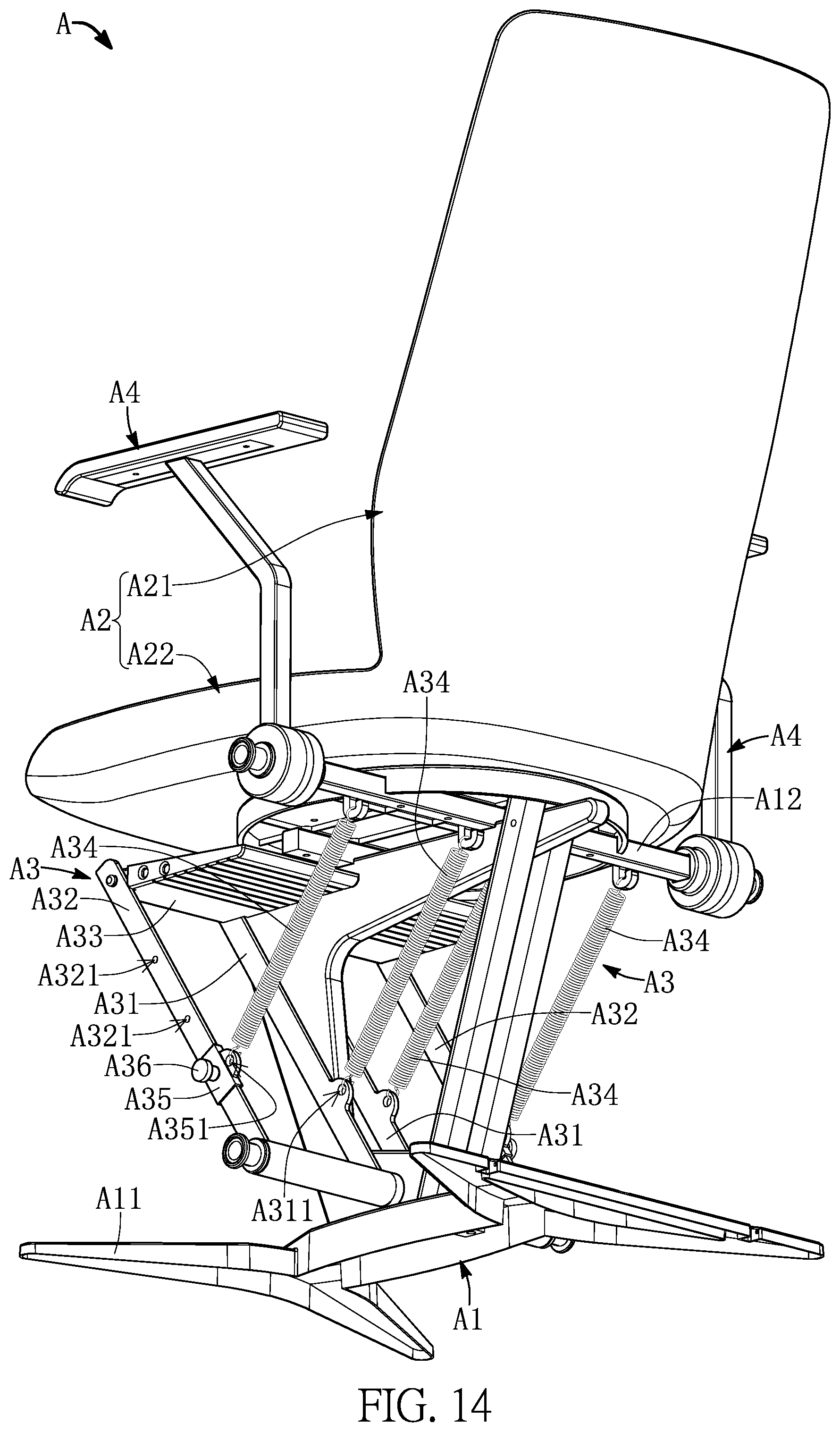 Patent US11771231 Figure 14 – Multifunctional chair