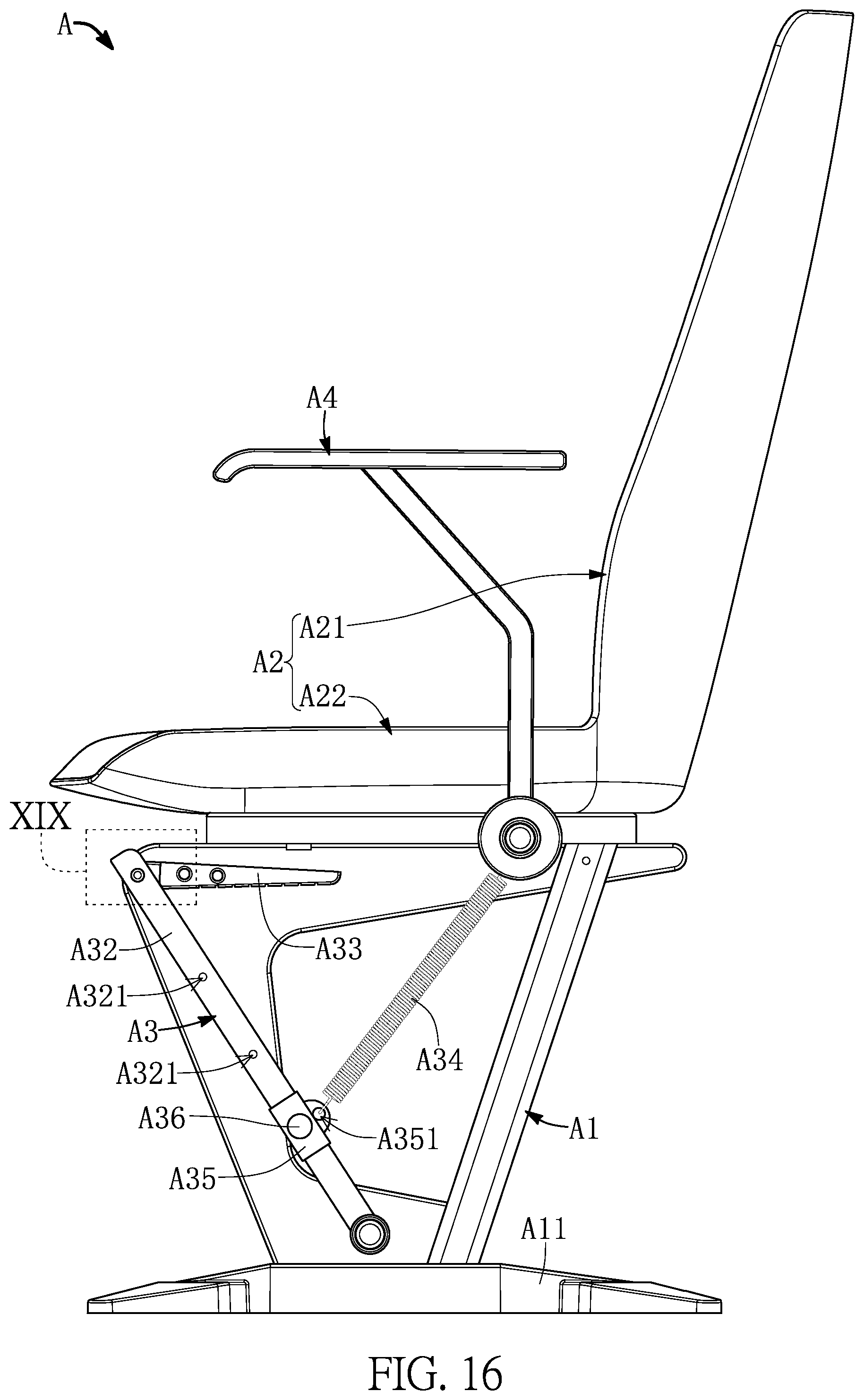 Patent US11771231 Figure 16 – Multifunctional chair