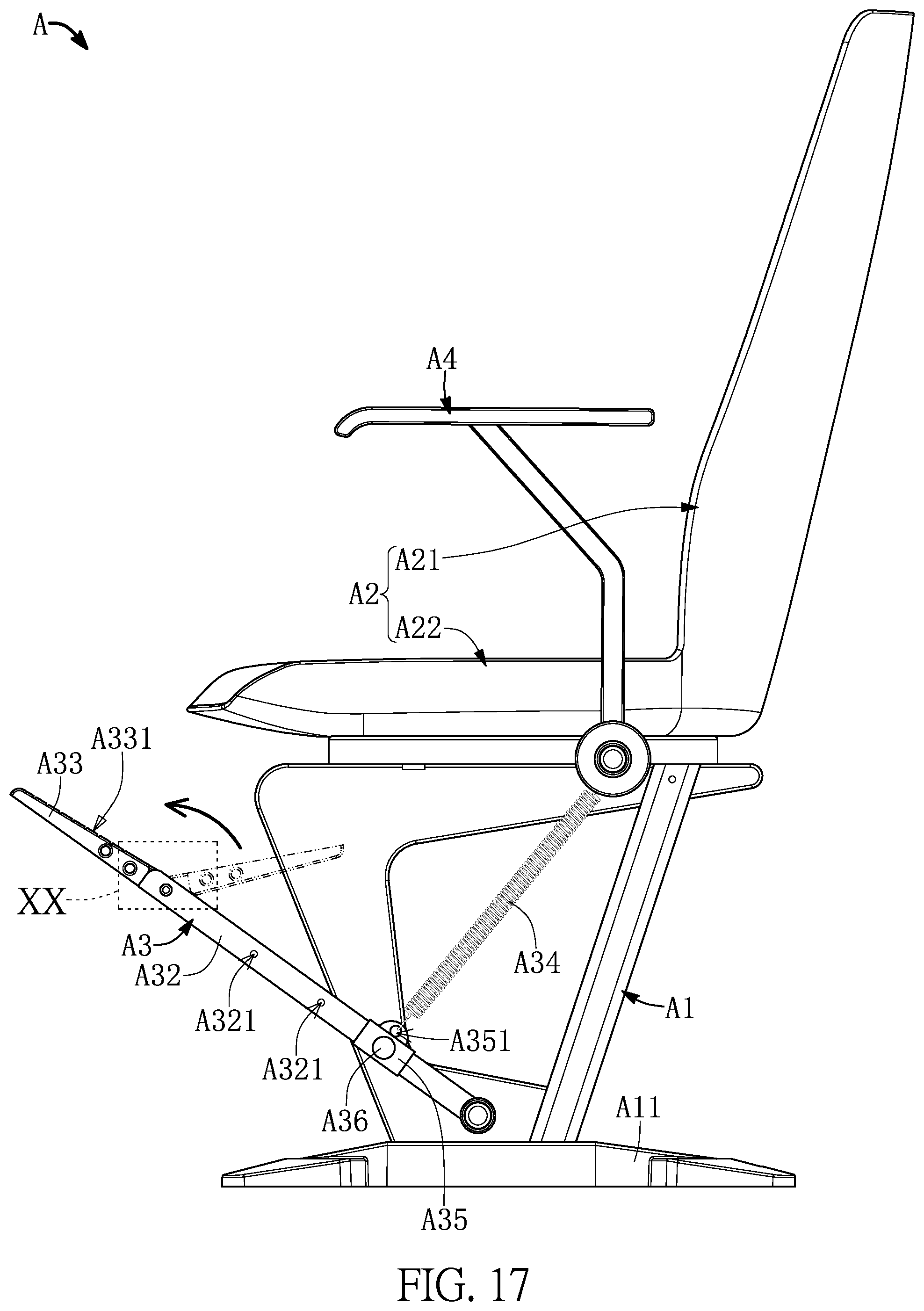 Patent US11771231 Figure 17 – Multifunctional chair