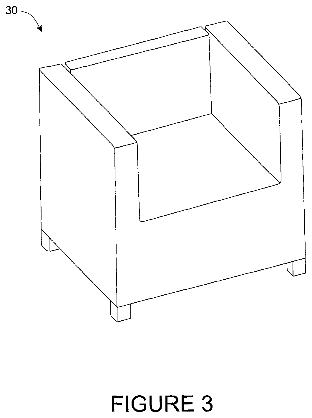 Patent US11771232 Figure 3 – Modular furniture with tool free assembly