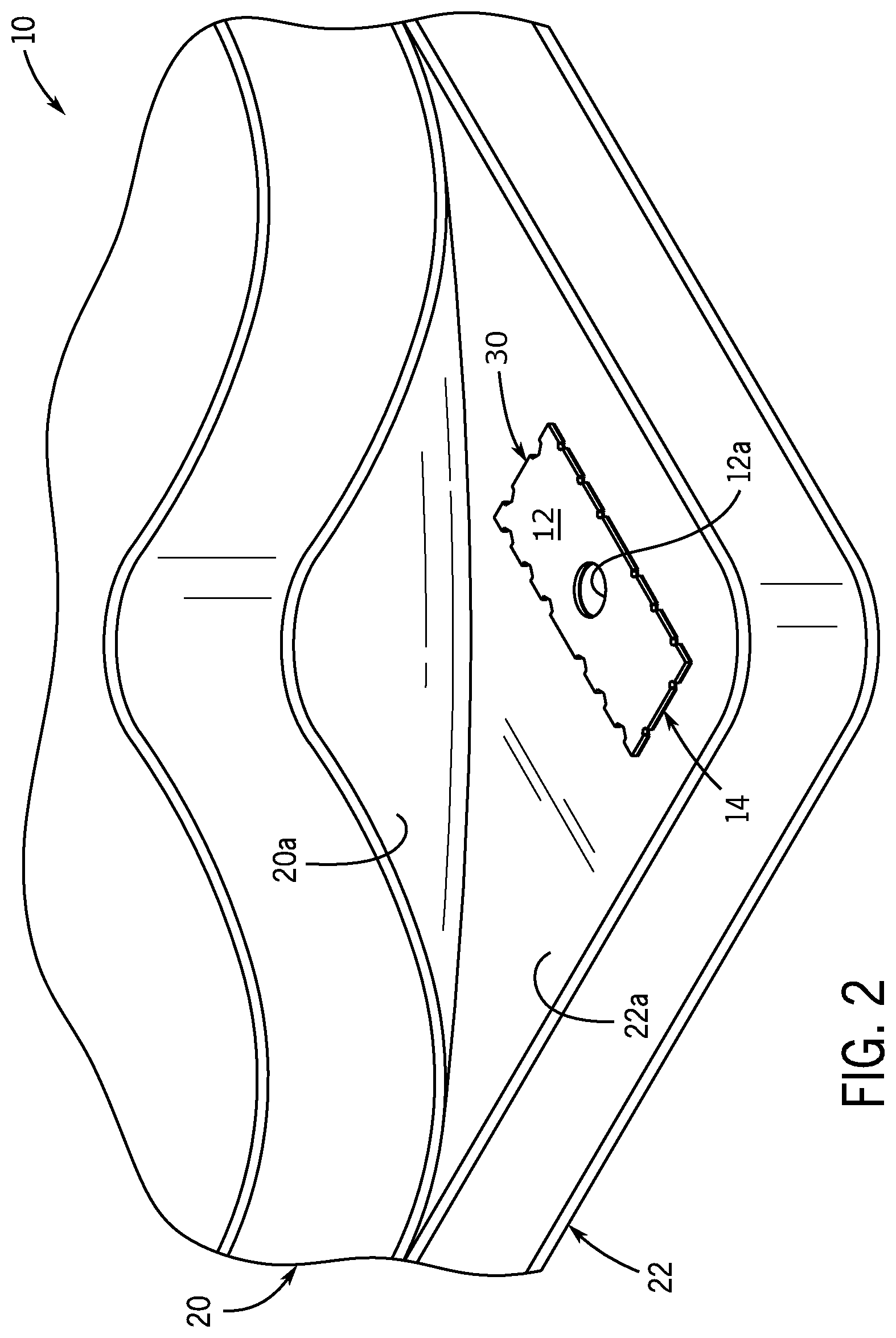 Patent US11771234 Figure 2 – Mattress securing apparatus and method of using the same
