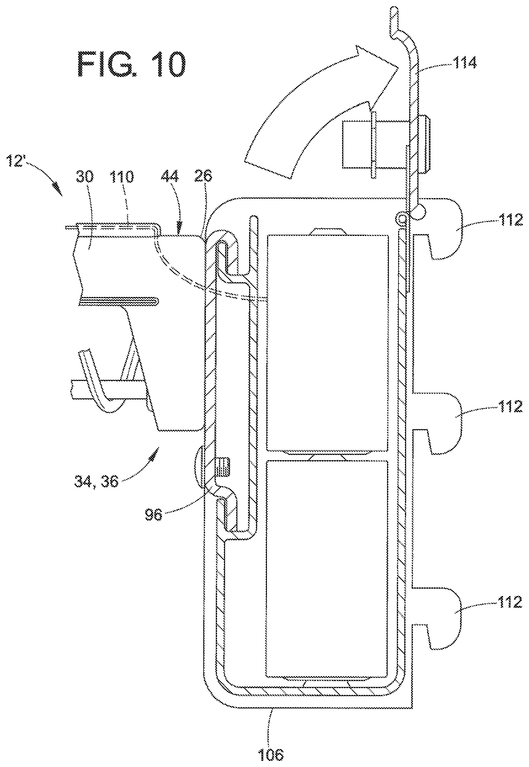 Patent US11771241 Figure 10 – Sensor and lockout for anti-sweep hook