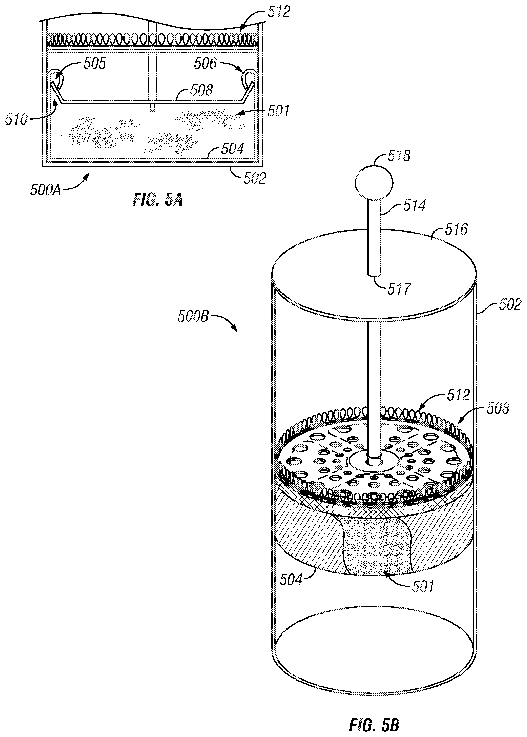 Patent US11771257 Figure 5 – French coffee press