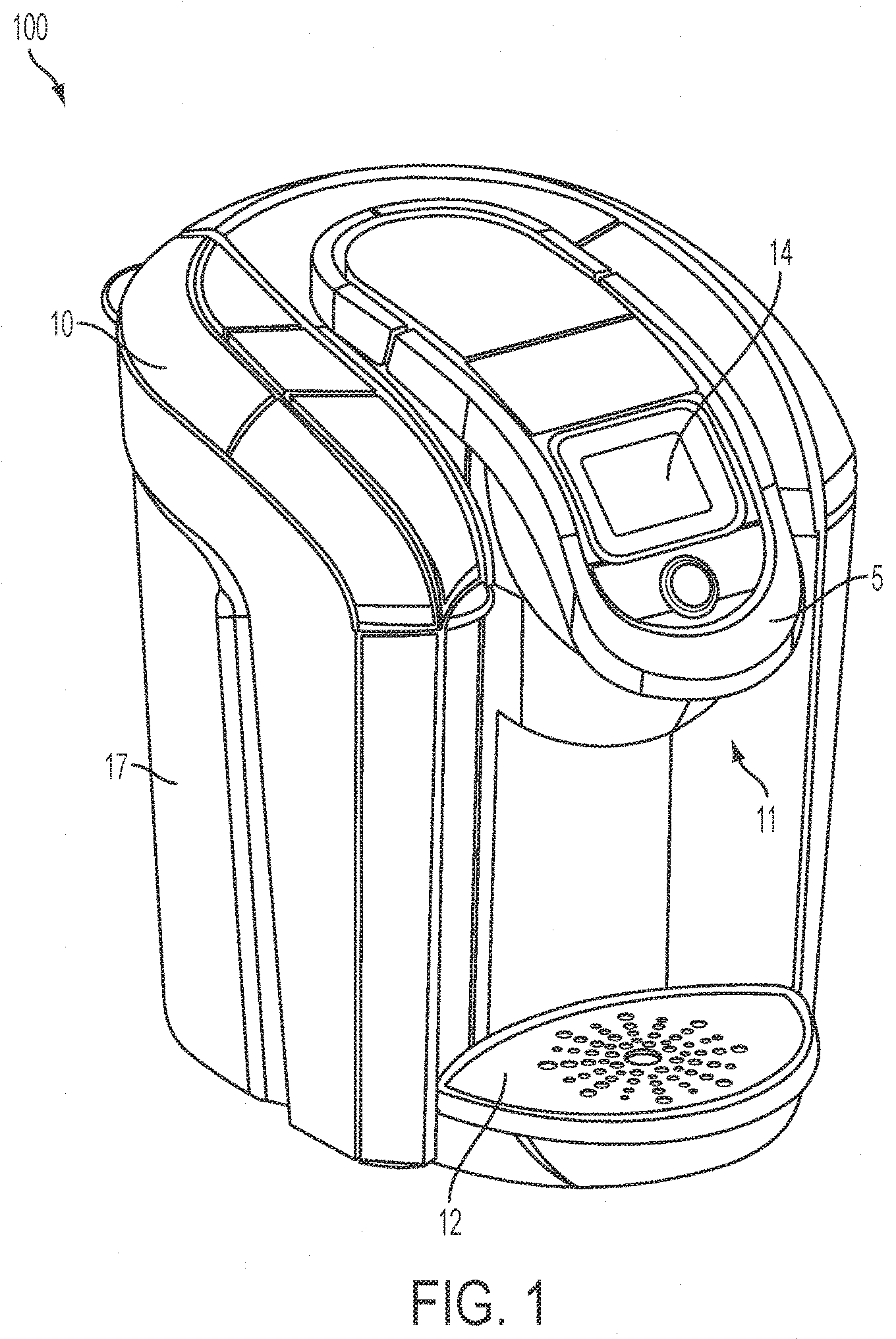 Patent US11771258 Figure 1 – Vent orifice and filter for beverage machine