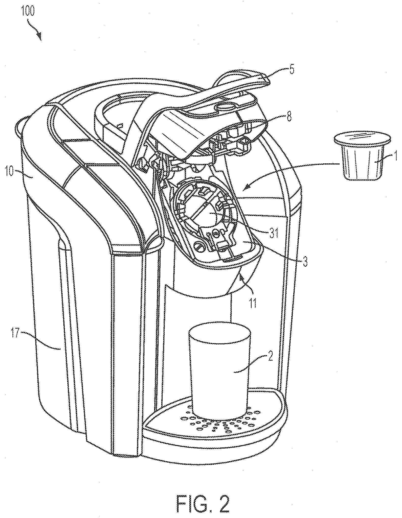 Patent US11771258 Figure 2 – Vent orifice and filter for beverage machine