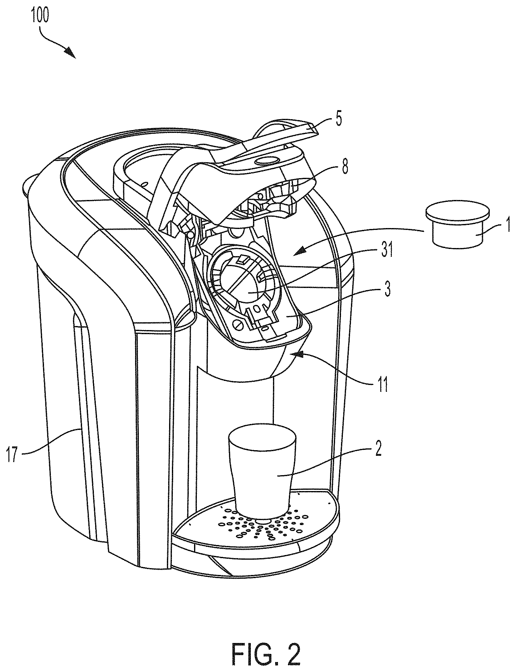 Patent US11771259 Figure 2 – Venting arrangement for beverage forming apparatus