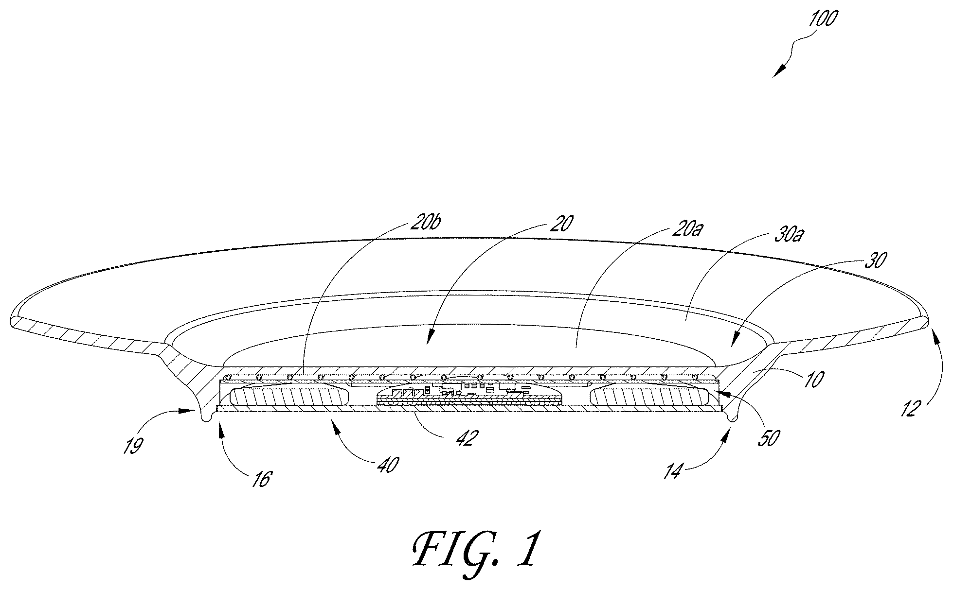 Patent US11771260 Figure 1 – Drinkware container with active temperature control