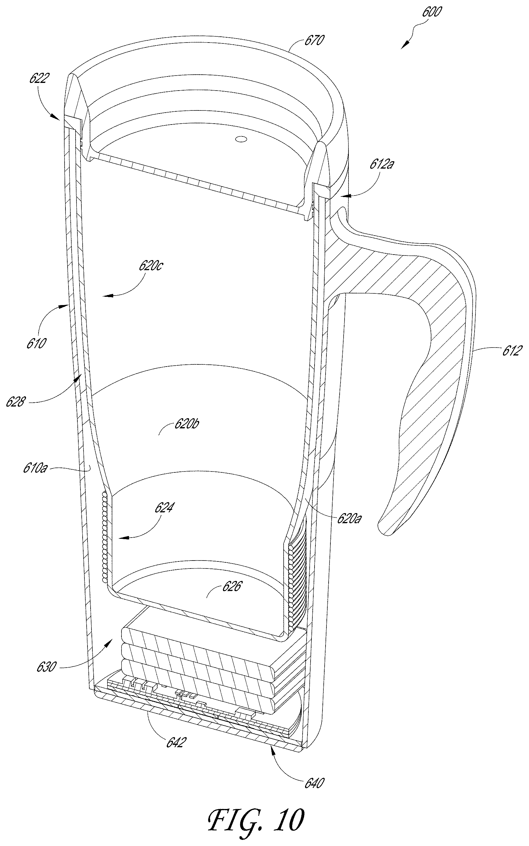 Patent US11771260 Figure 13 – Drinkware container with active temperature control