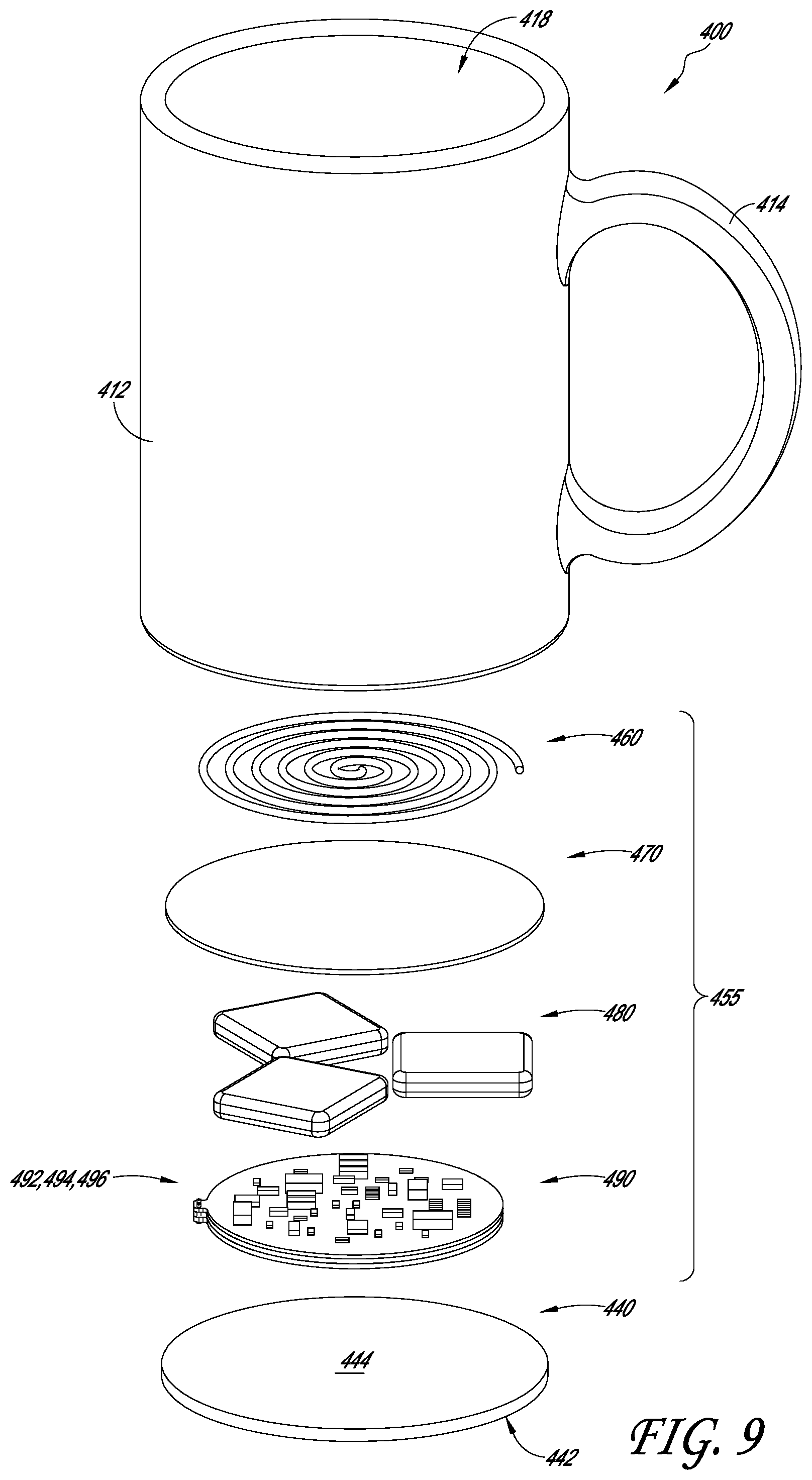 Patent US11771261 Figure 11 – Drinkware container with active temperature control