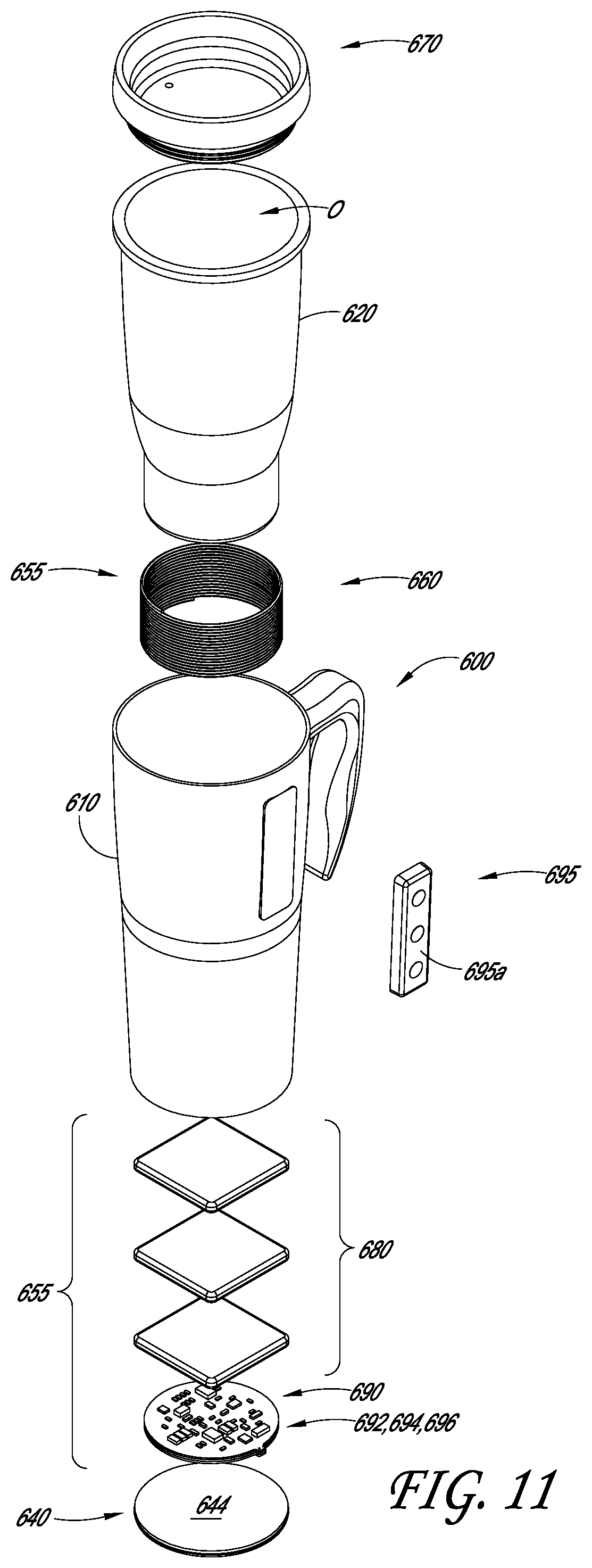 Patent US11771261 Figure 14 – Drinkware container with active temperature control