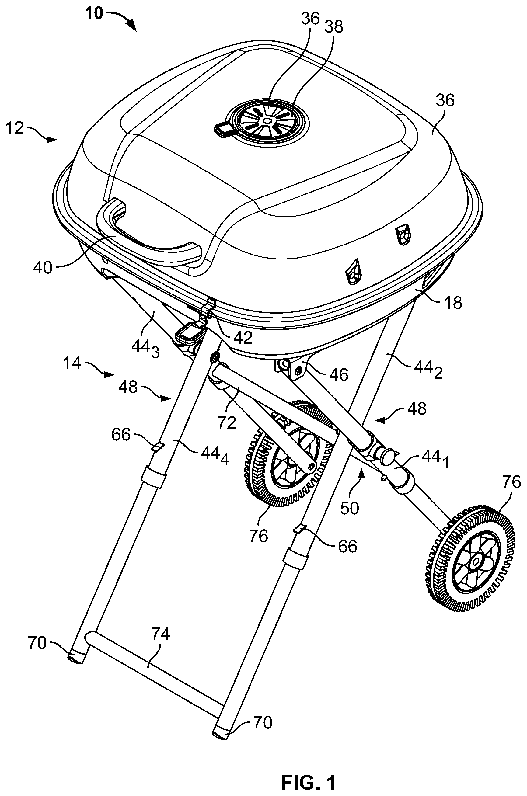 Patent US11771262 Figure 1 – Collapsible grill