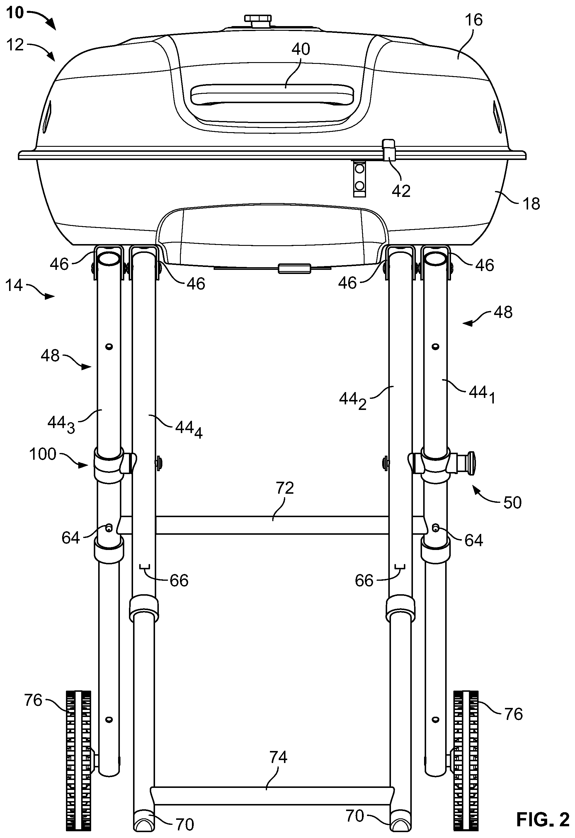 Patent US11771262 Figure 2 – Collapsible grill