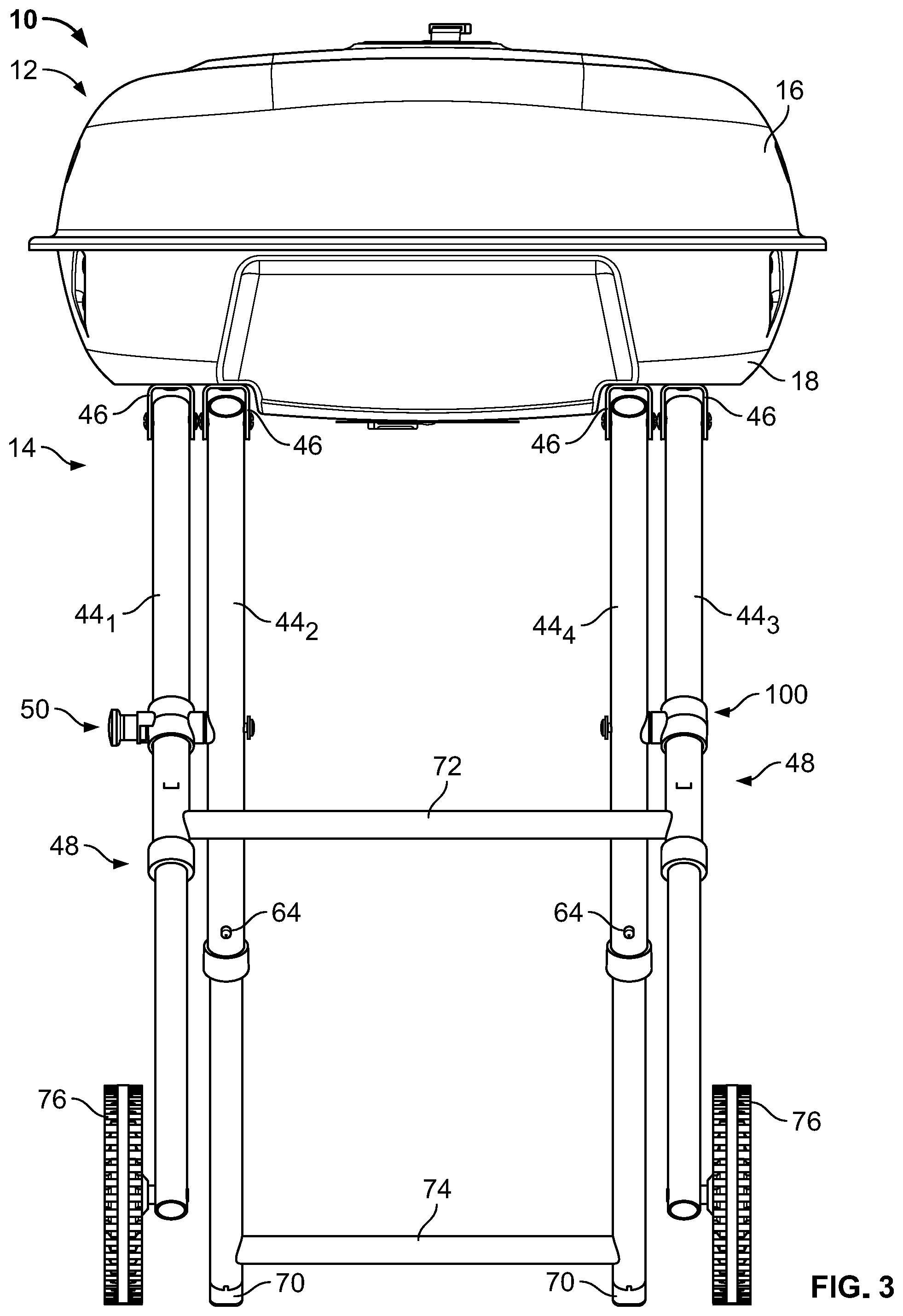Patent US11771262 Figure 3 – Collapsible grill