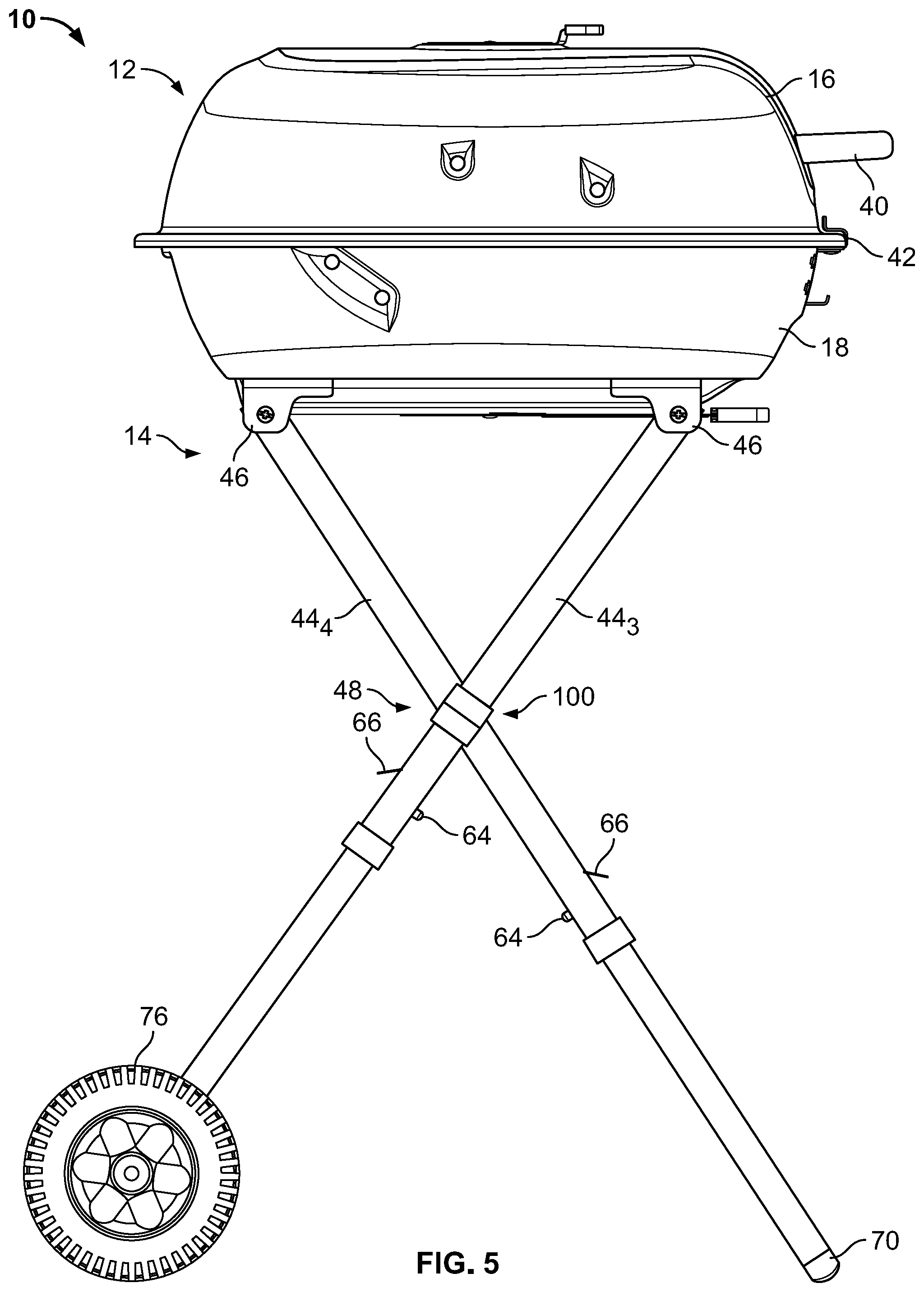 Patent US11771262 Figure 5 – Collapsible grill
