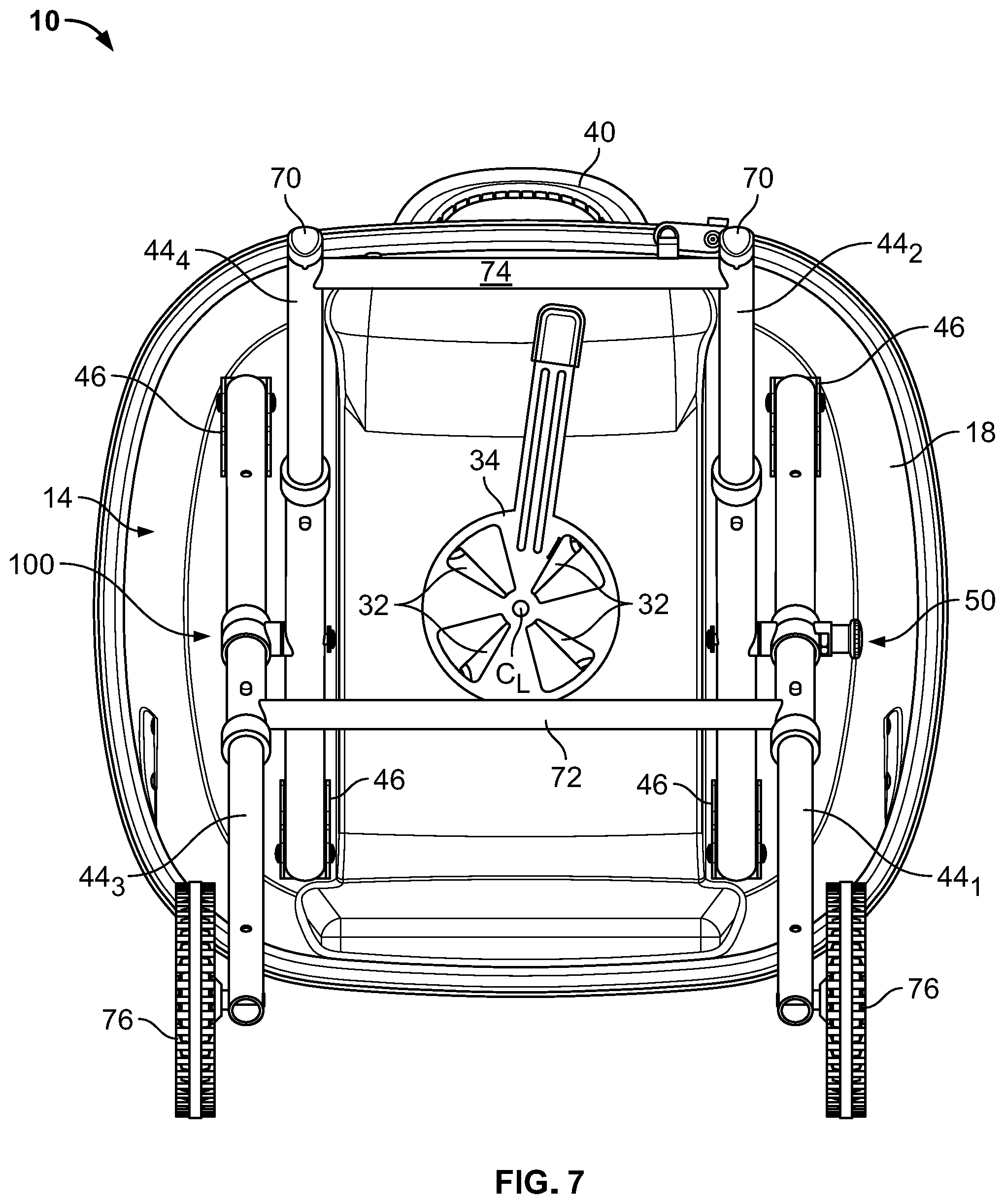 Patent US11771262 Figure 7 – Collapsible grill