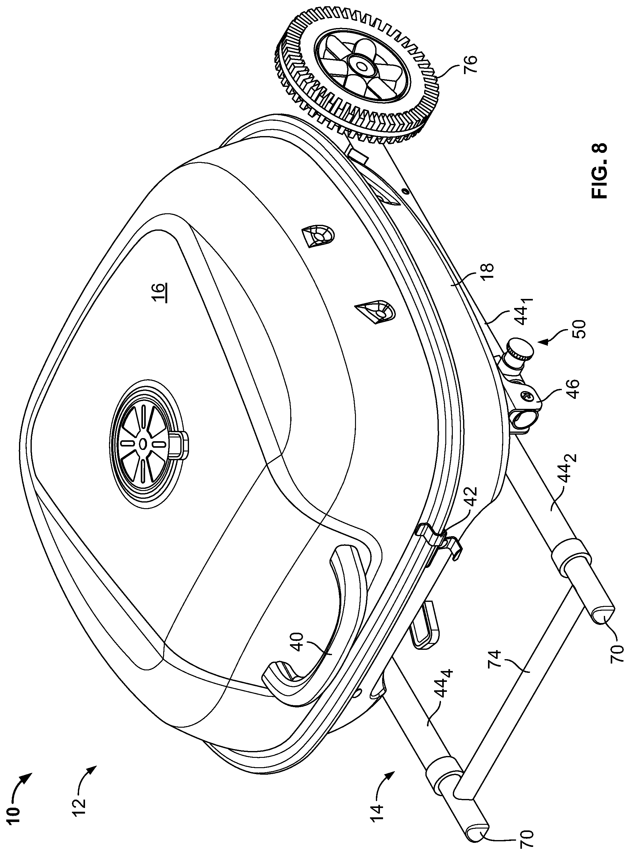 Patent US11771262 Figure 8 – Collapsible grill