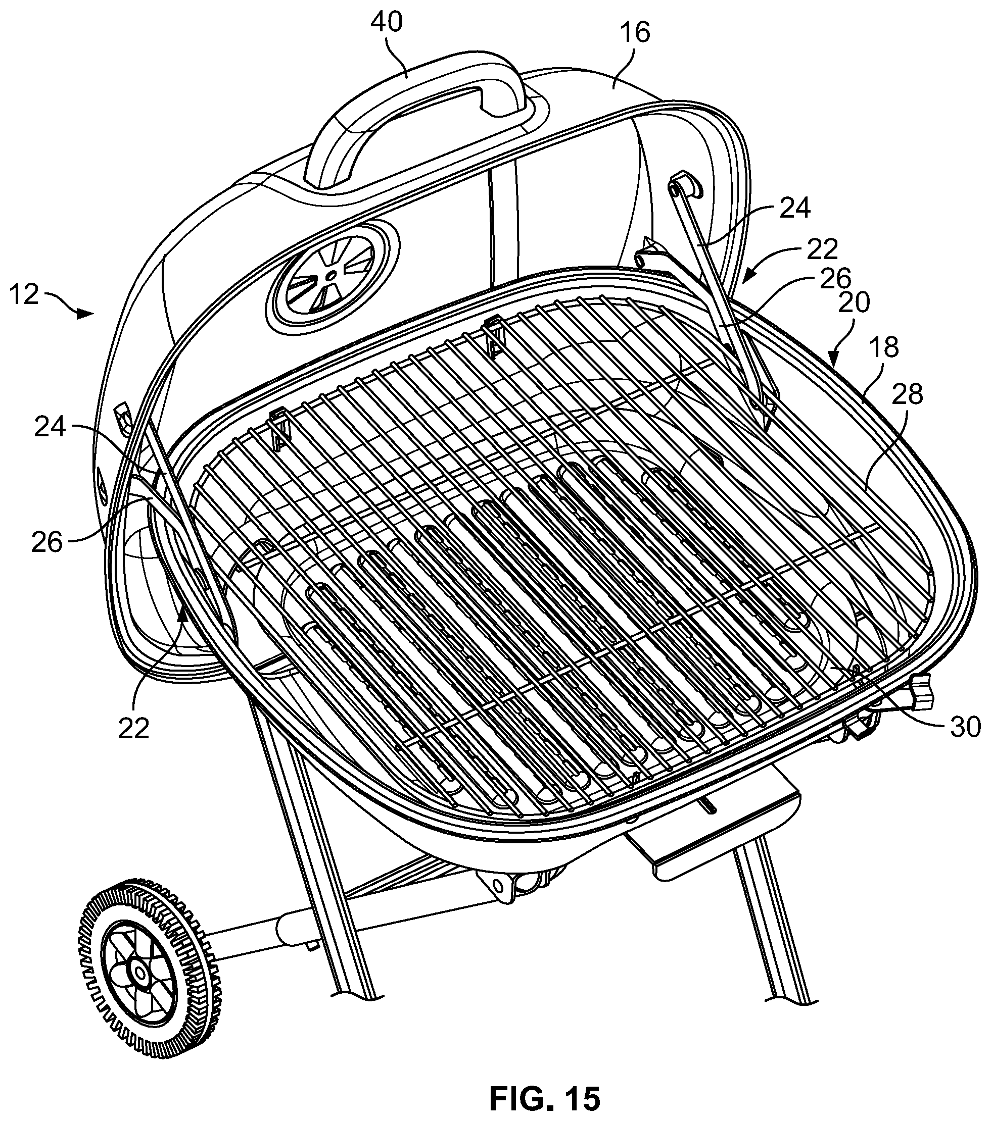 Patent US11771262 Figure 14 – Collapsible grill