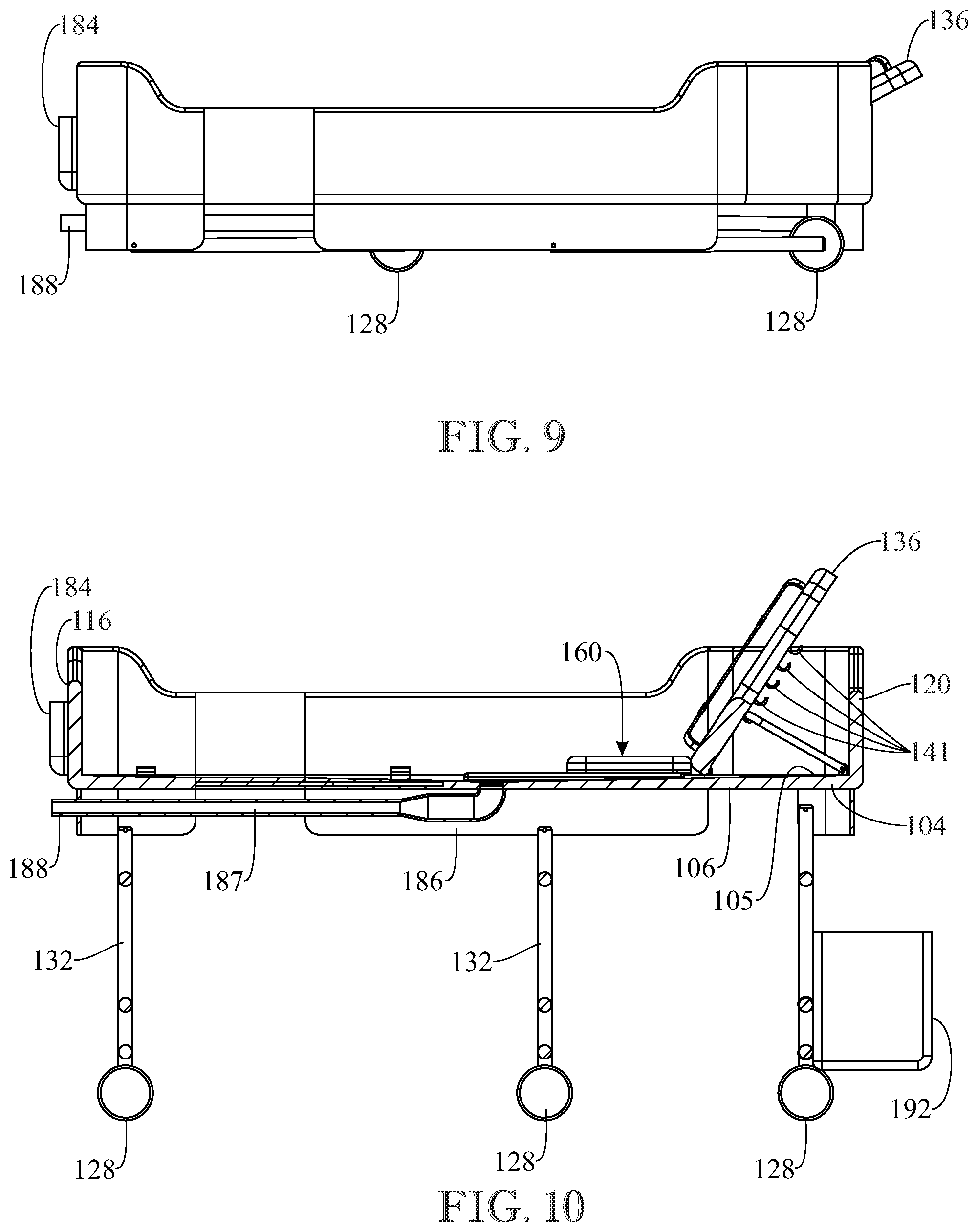 Patent US11771268 Figure 7 – Rolling medical bedside bathing tub