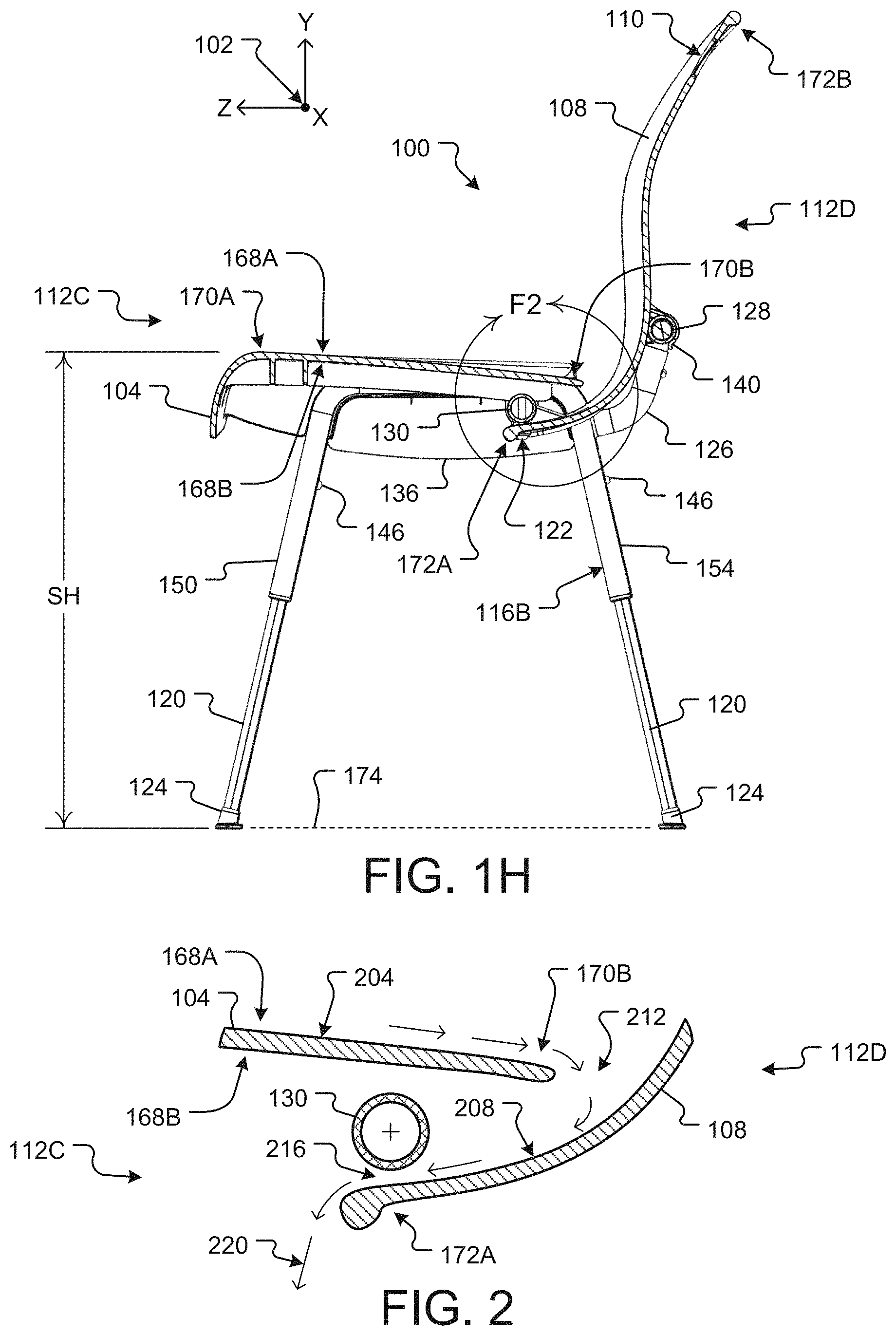 Patent US11771269 Figure 6 – Shower chair with ergonomic support and washdown features