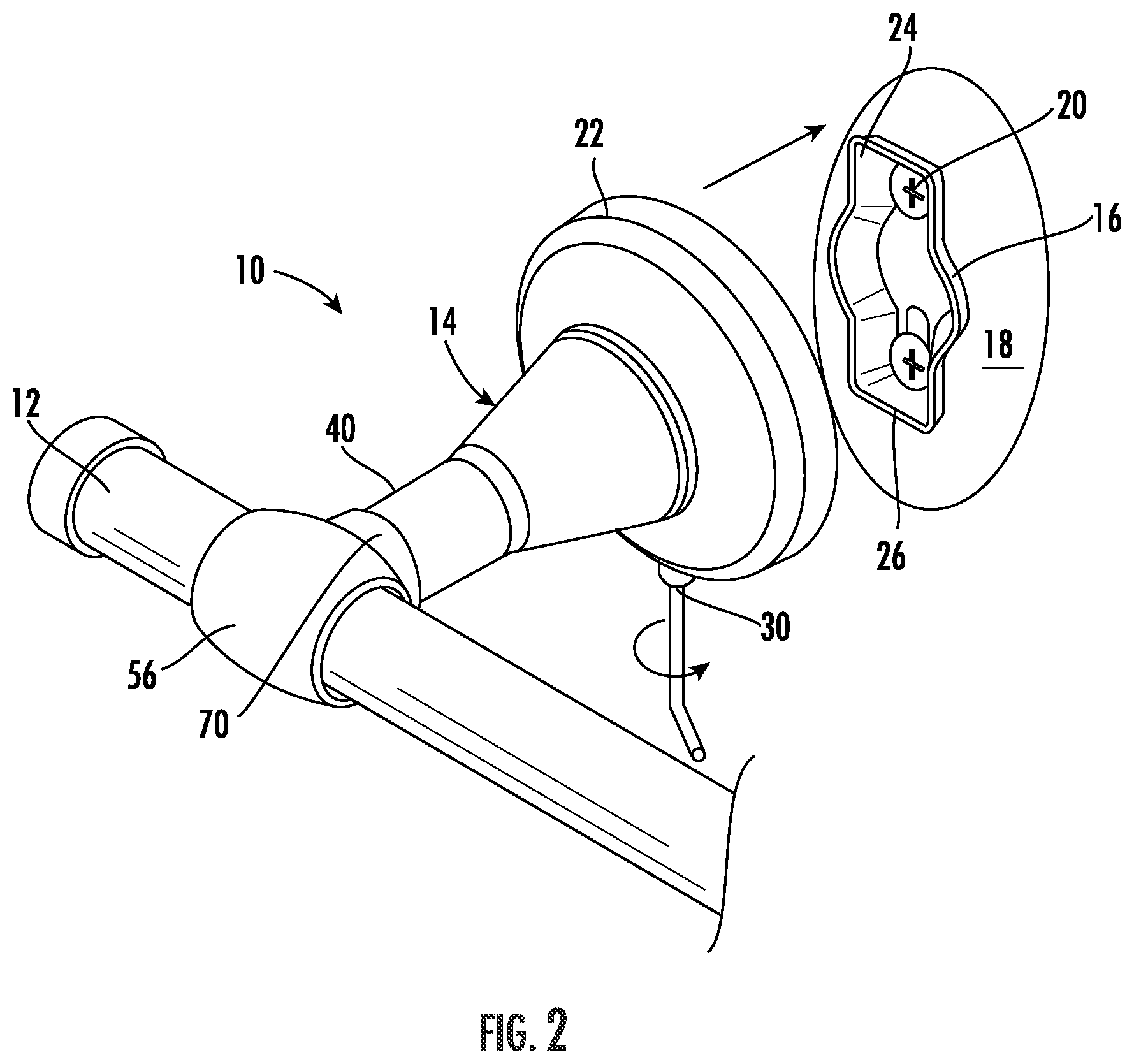 Patent US11771270 Figure 2 – Wall mount bar assembly