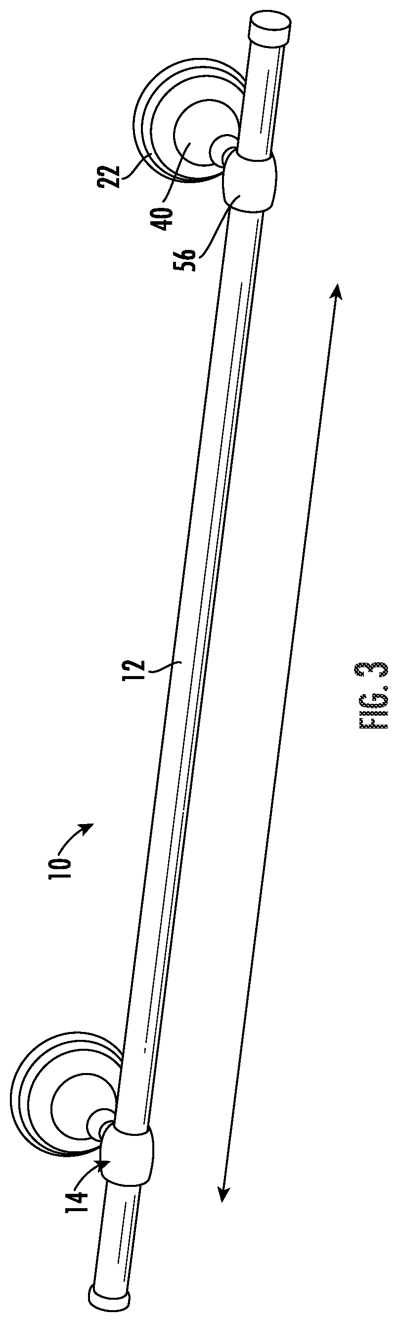 Patent US11771270 Figure 3 – Wall mount bar assembly