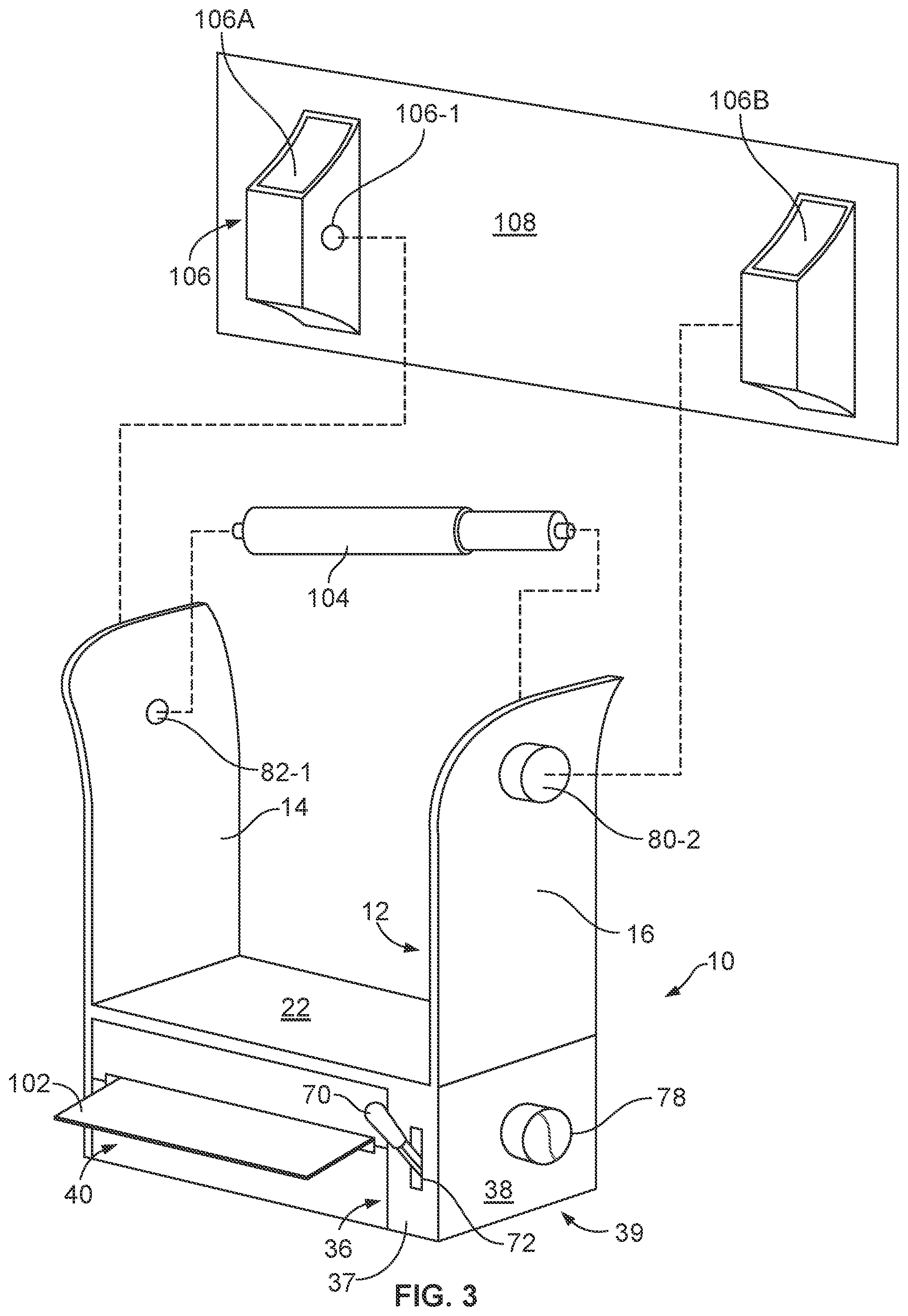 Patent US11771271 Figure 3 – Dispensing assembly for paper products