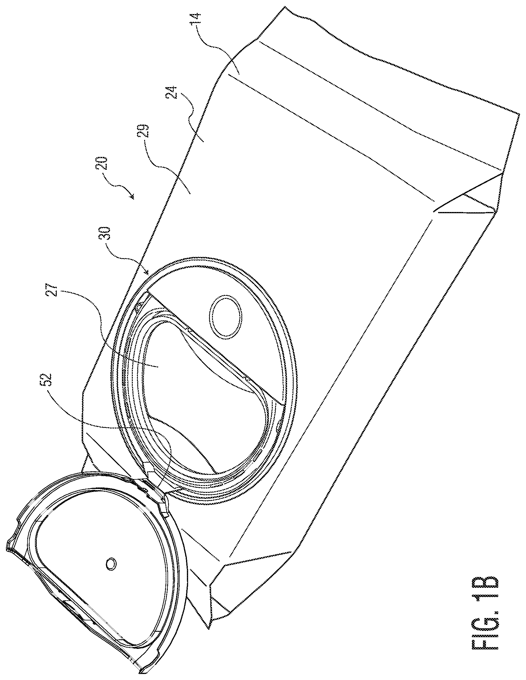 Patent US11771272 Figure 2 – Container having a push-button activated, pop-open lid