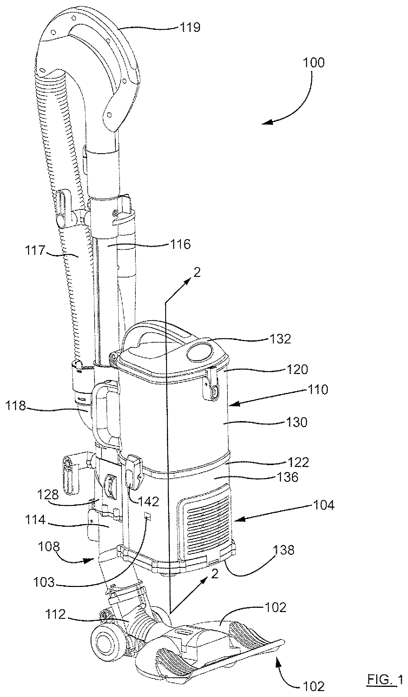 Patent US11771275 Figure 1 – Surface cleaning apparatus with enhanced operability