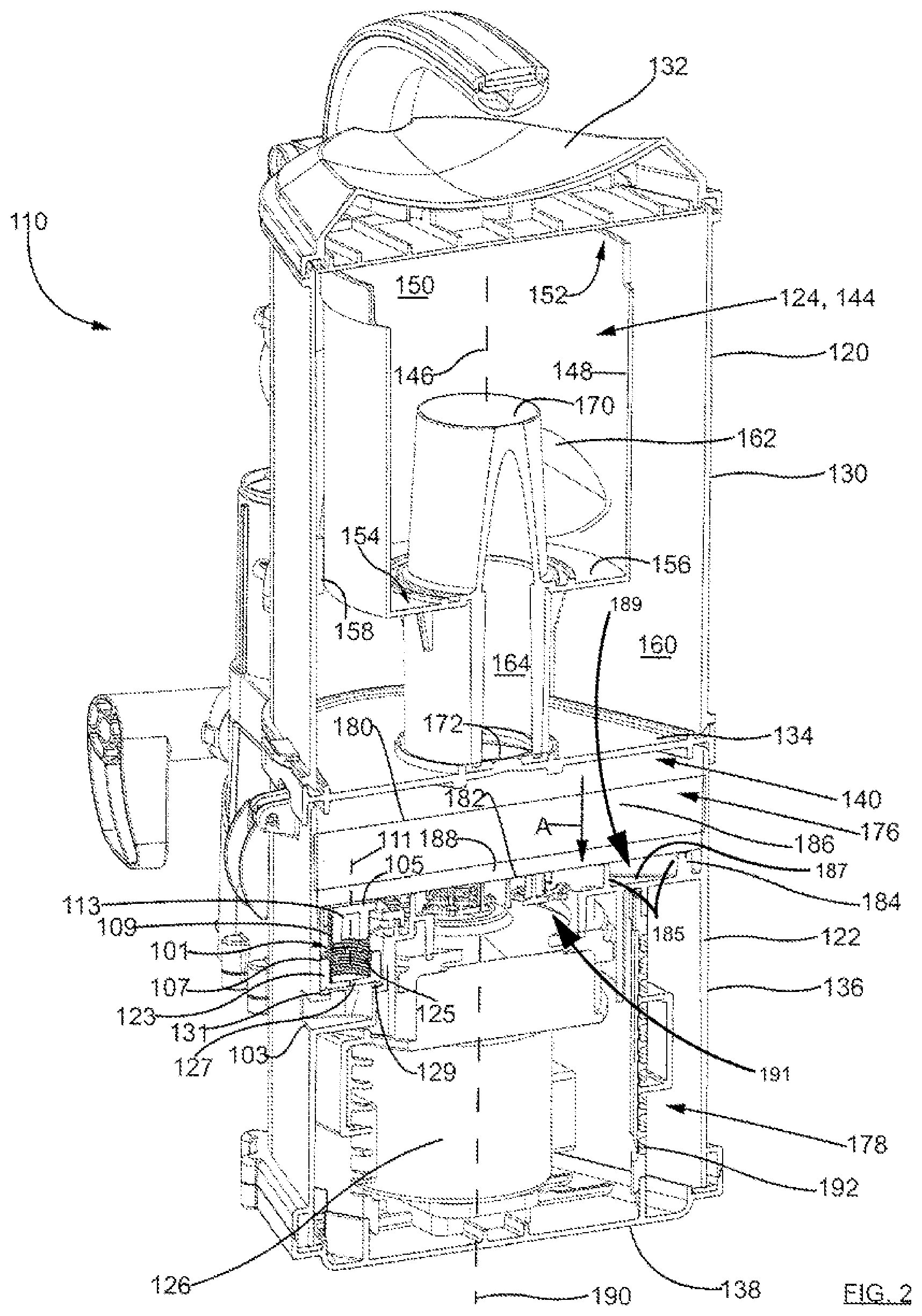 Patent US11771275 Figure 2 – Surface cleaning apparatus with enhanced operability