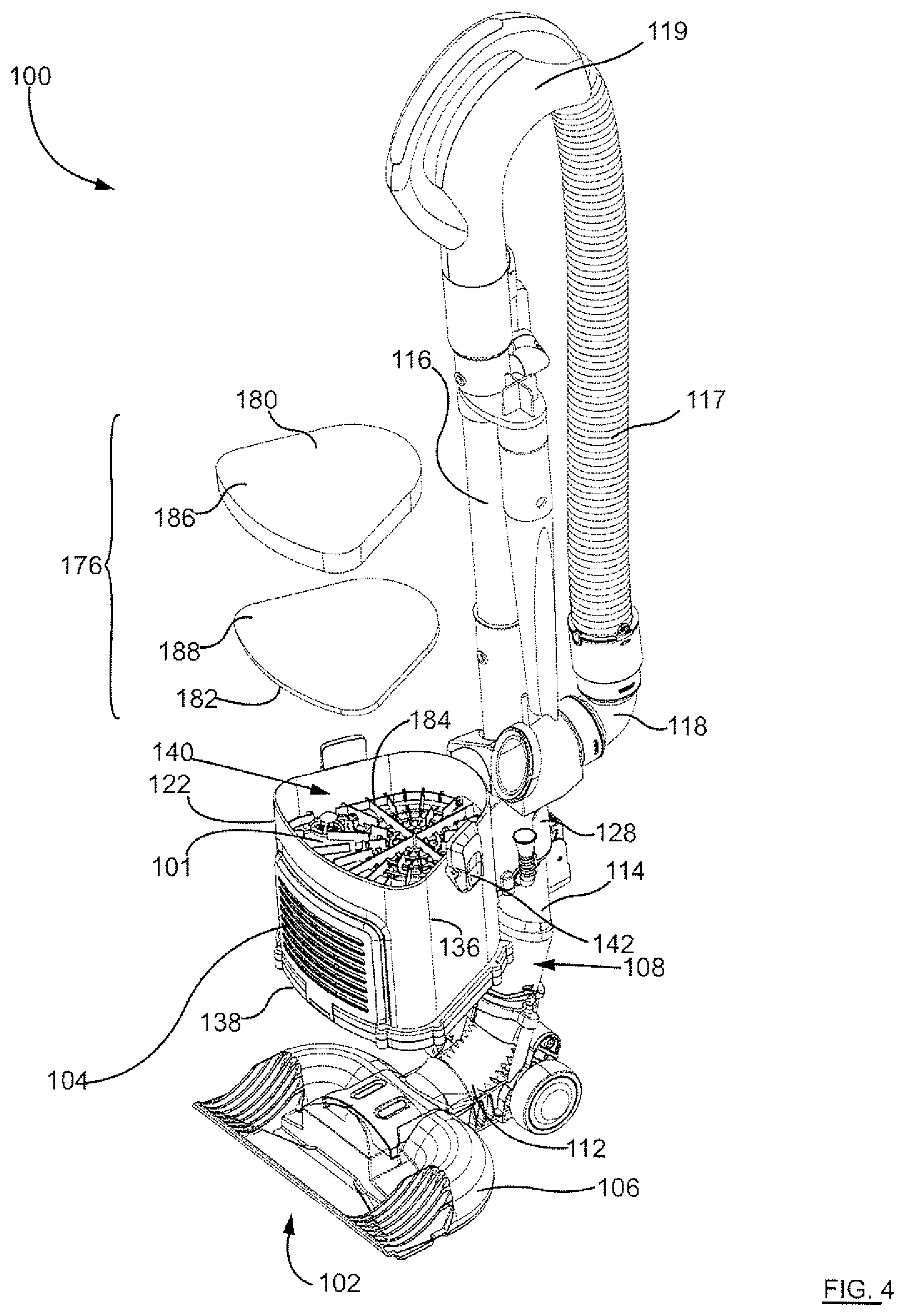 Patent US11771275 Figure 4 – Surface cleaning apparatus with enhanced operability