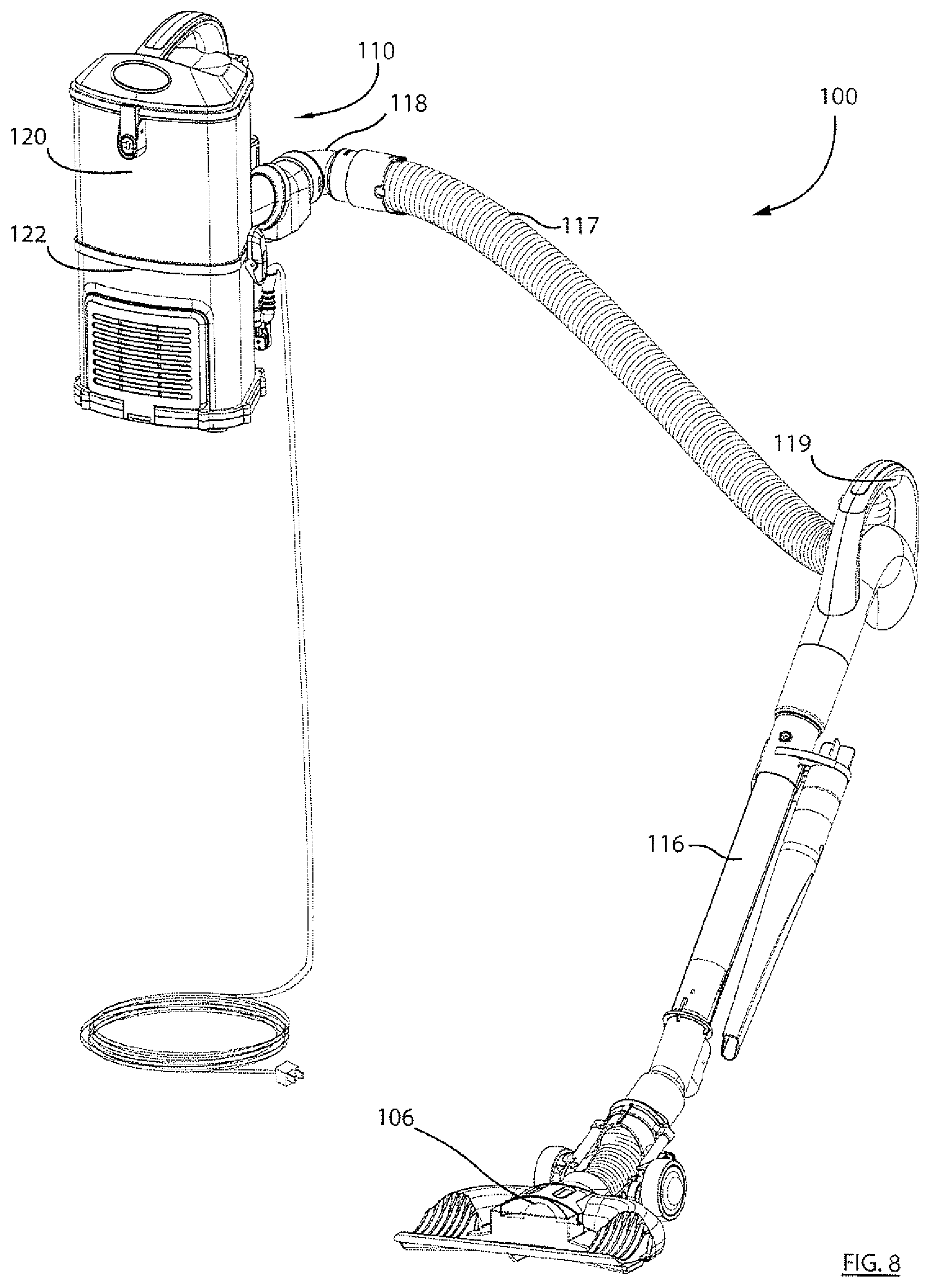 Patent US11771275 Figure 8 – Surface cleaning apparatus with enhanced operability