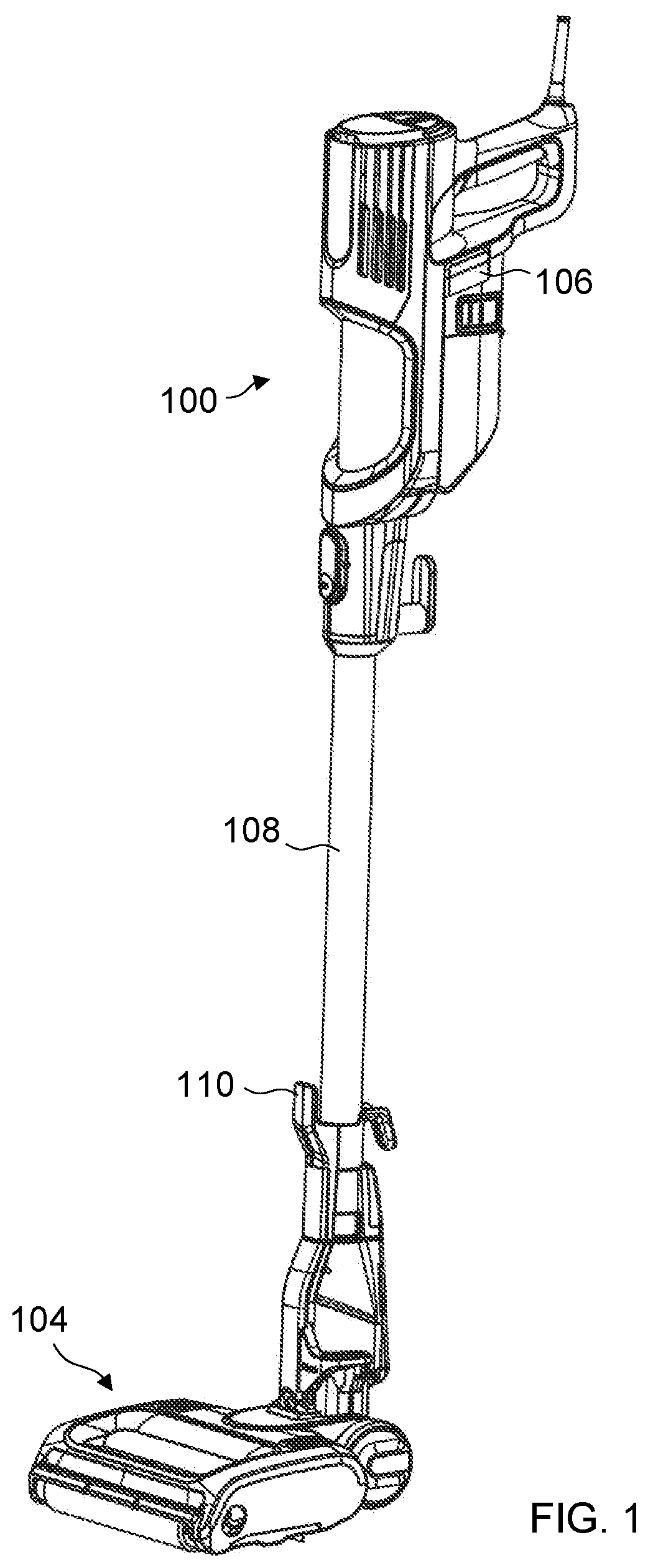 Patent US11771280 Figure 1 – Surface cleaning apparatus with removable air treatment member assembly