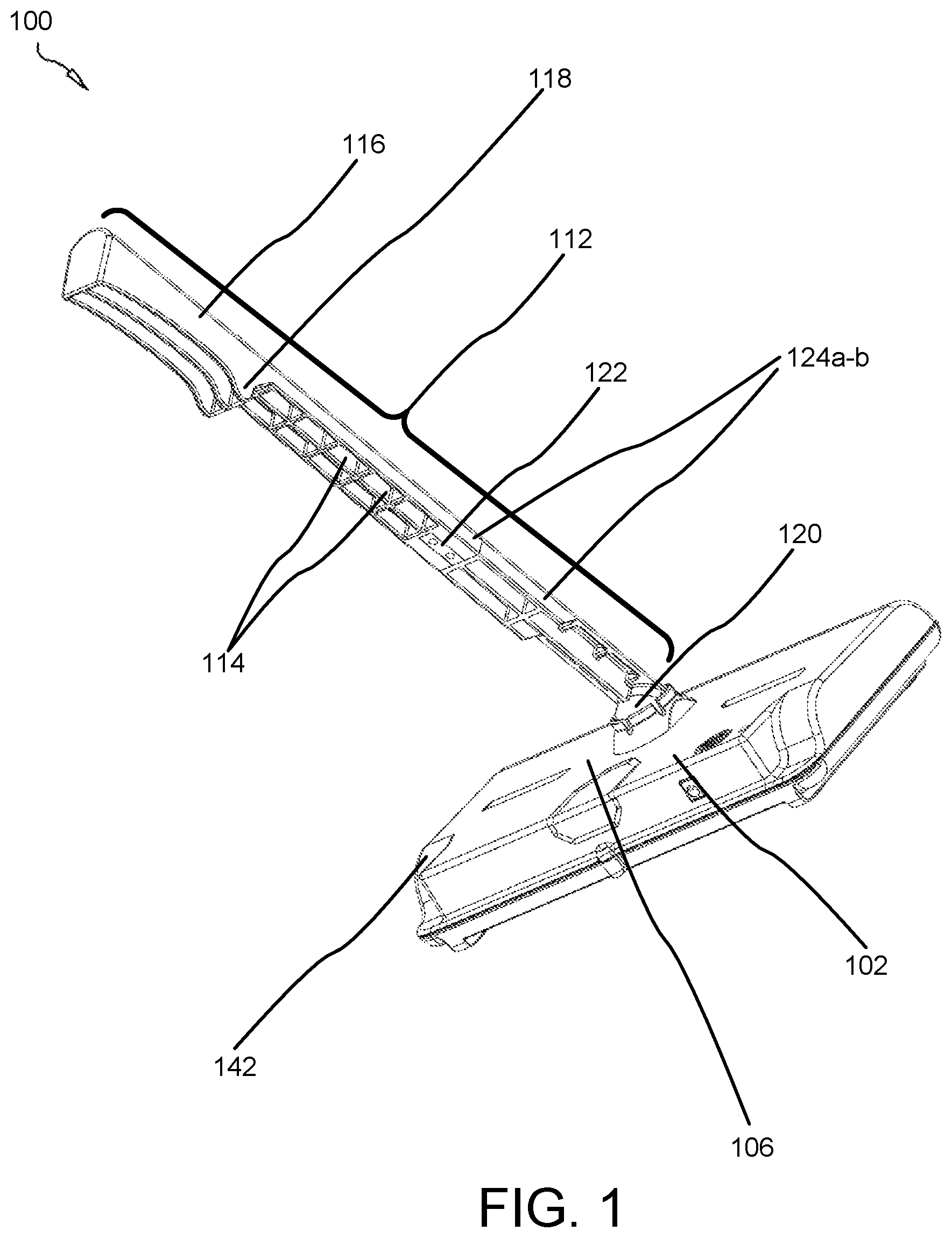 Patent US11771289 Figure 1 – Handheld sweeper with rotating bristles for removing hair and fur from surfaces