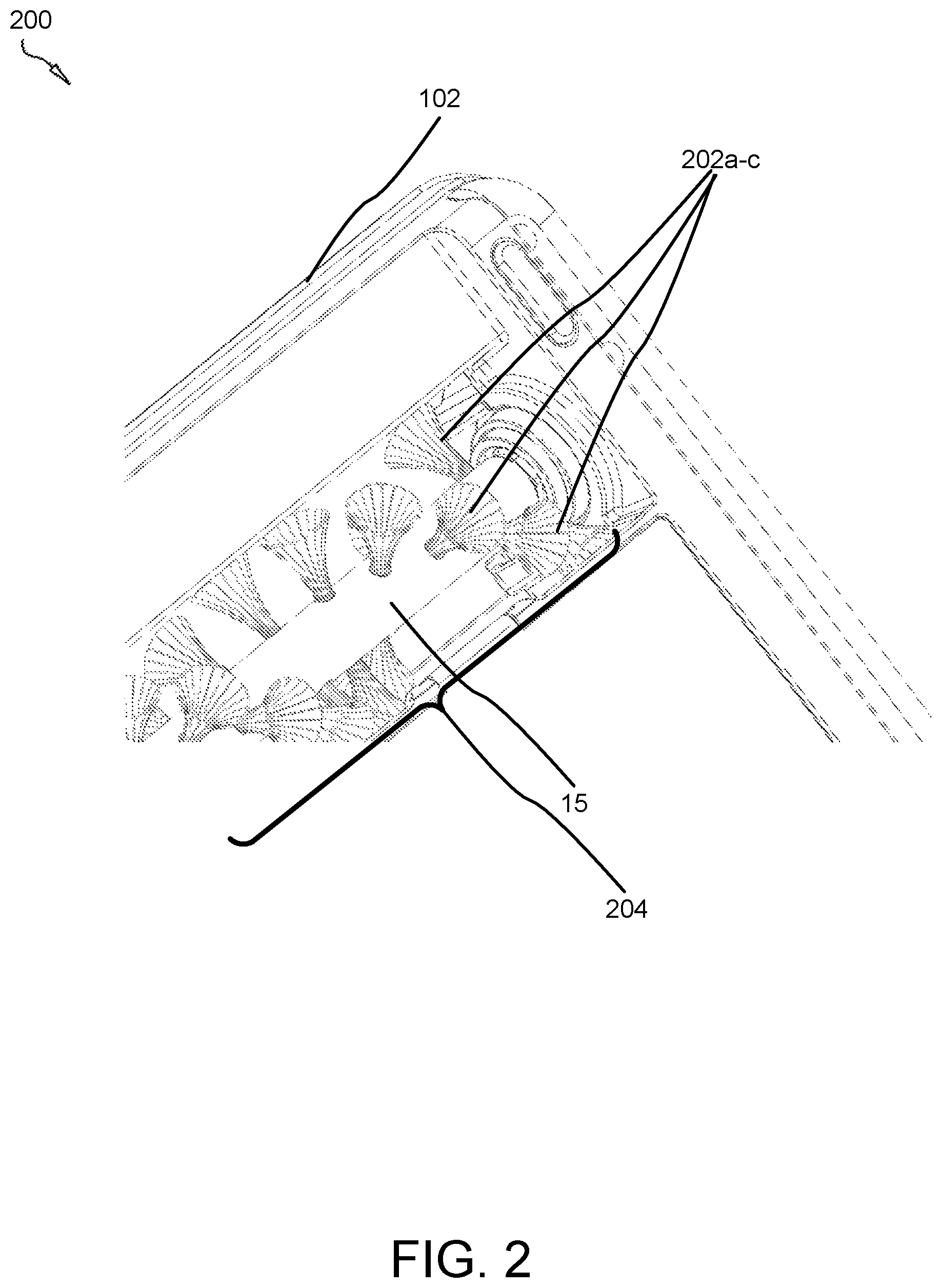 Patent US11771289 Figure 2 – Handheld sweeper with rotating bristles for removing hair and fur from surfaces
