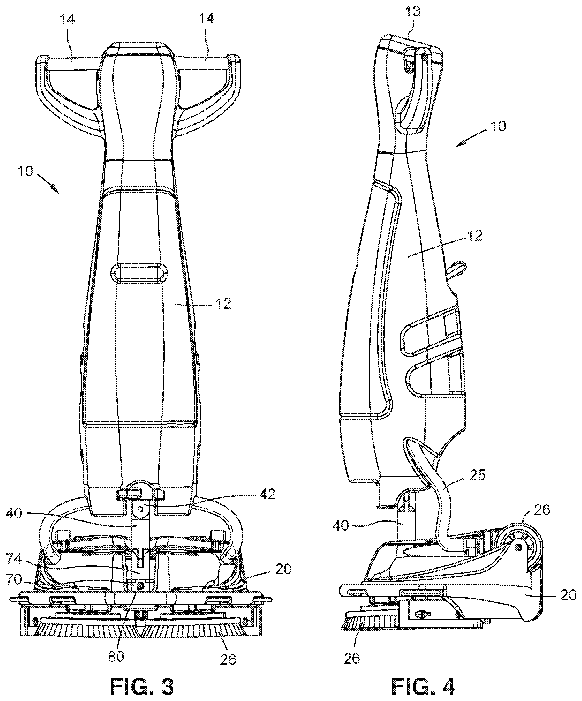 Patent US11771292 Figure 2 – Floor scrubber apparatus with releasably locking handle