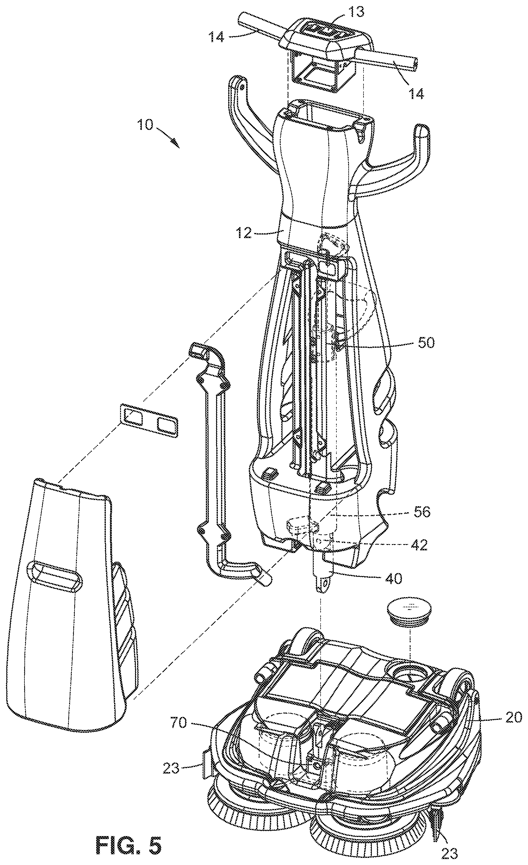 Patent US11771292 Figure 3 – Floor scrubber apparatus with releasably locking handle