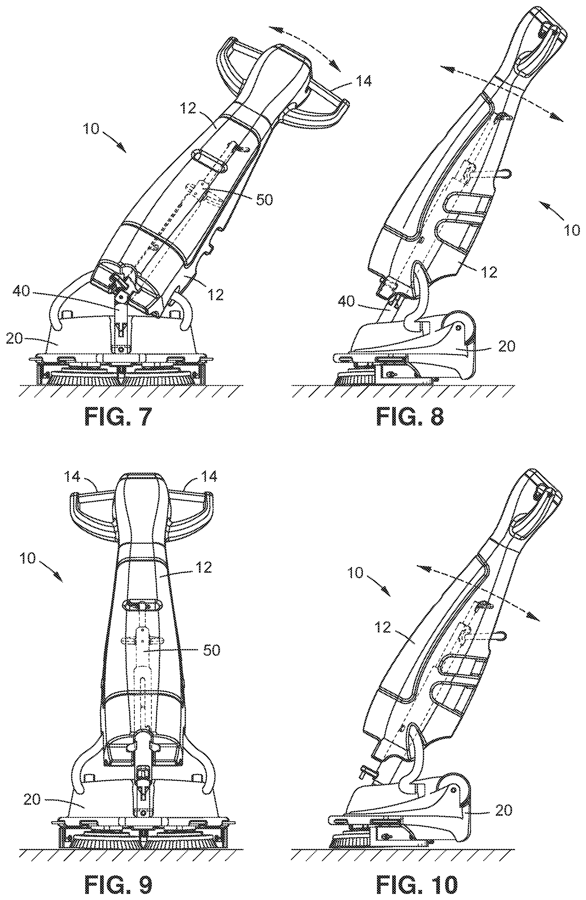 Patent US11771292 Figure 5 – Floor scrubber apparatus with releasably locking handle