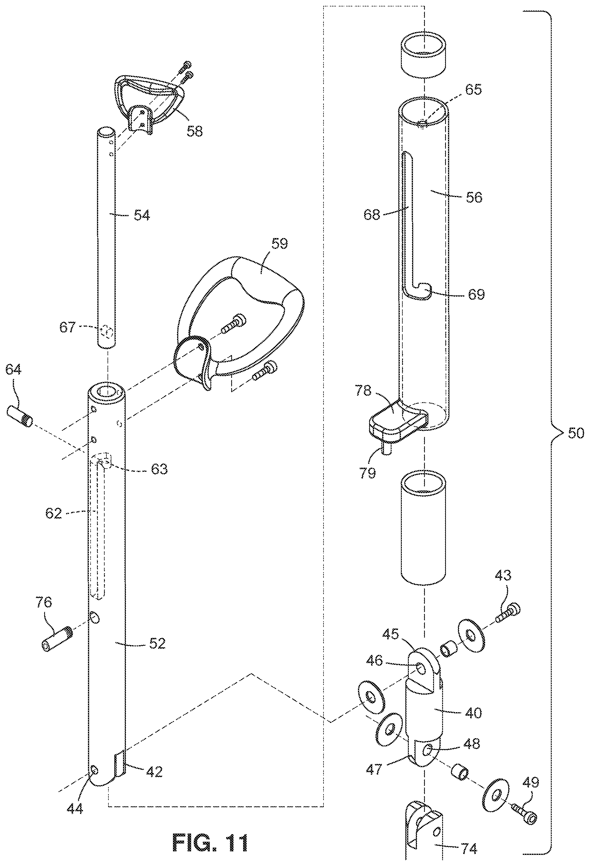 Patent US11771292 Figure 6 – Floor scrubber apparatus with releasably locking handle