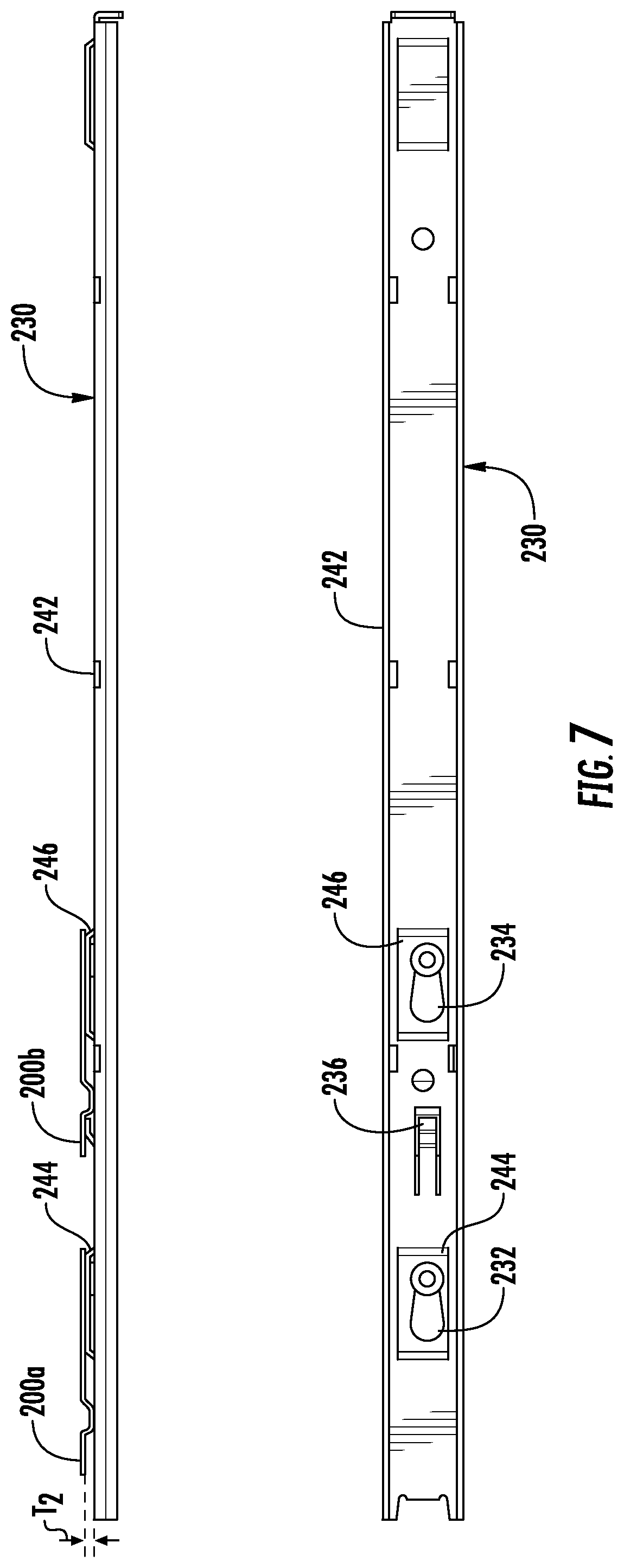 Patent US11771300 Figure 6 – Universal bracket for supporting racks in a dishwasher appliance