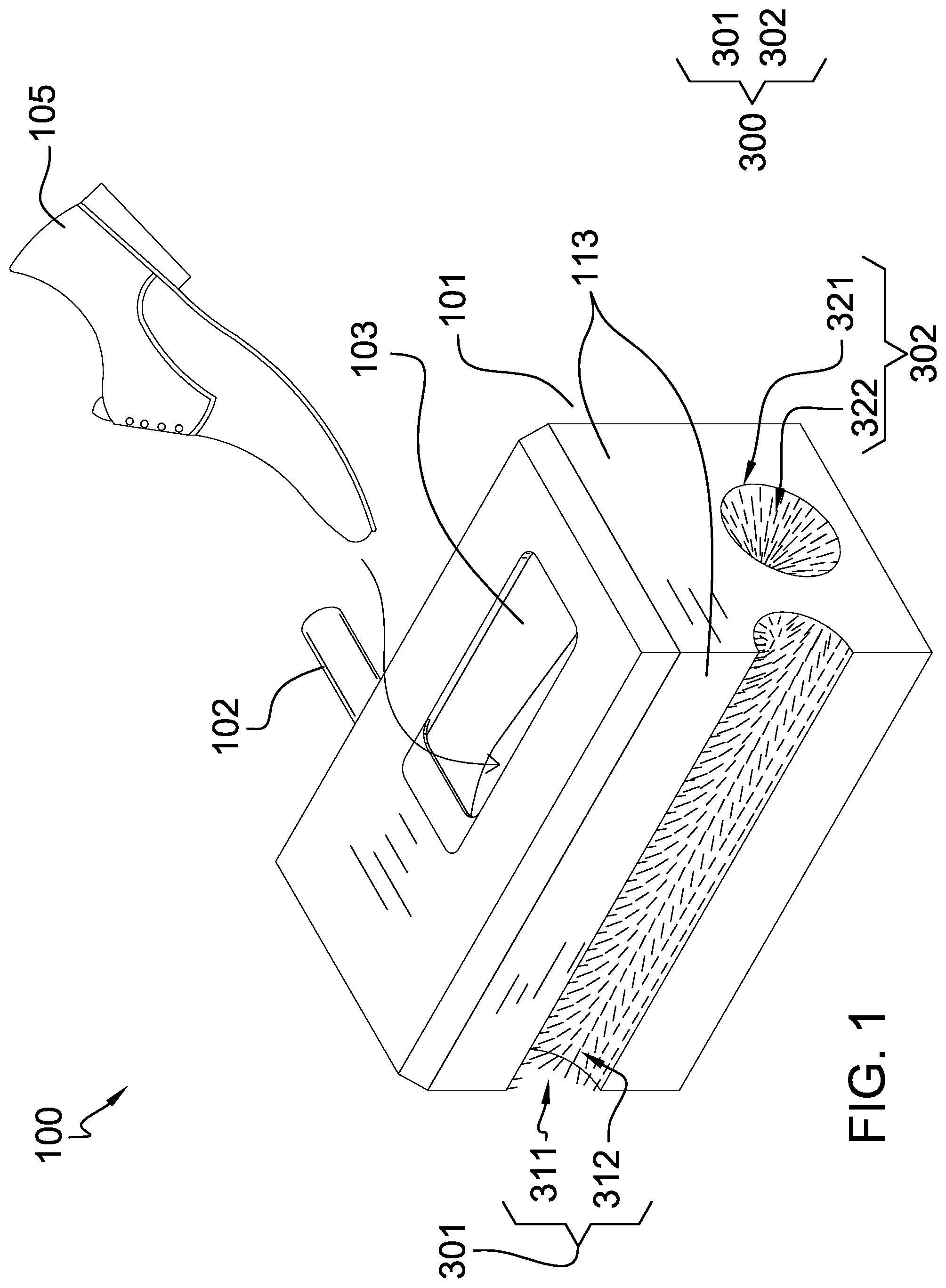 Patent US11771301 — Shoe-shining device — Figure 1