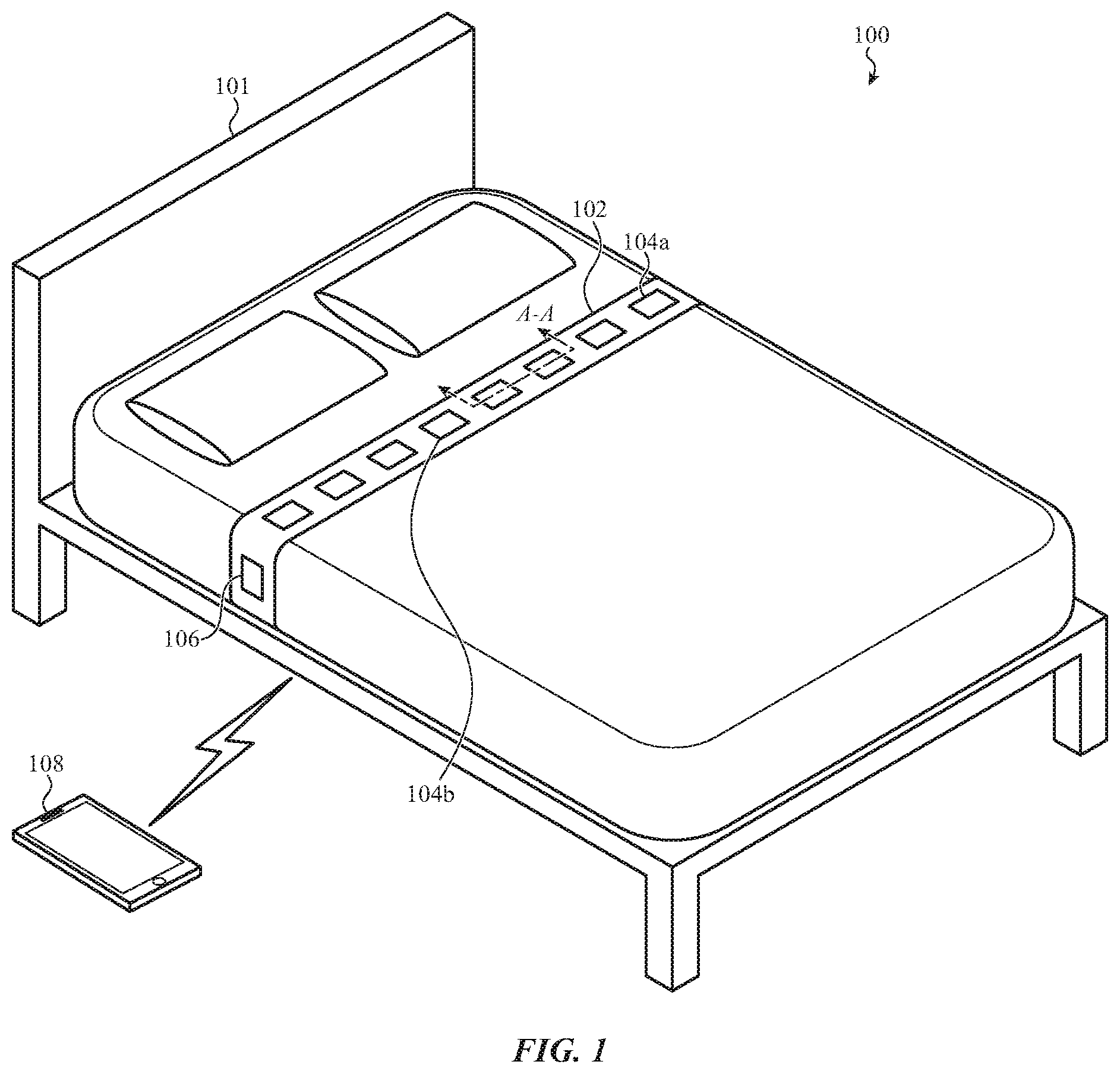 Patent US11771329 — Flexible temperature sensing devices for body temperature sensing — Figure 1