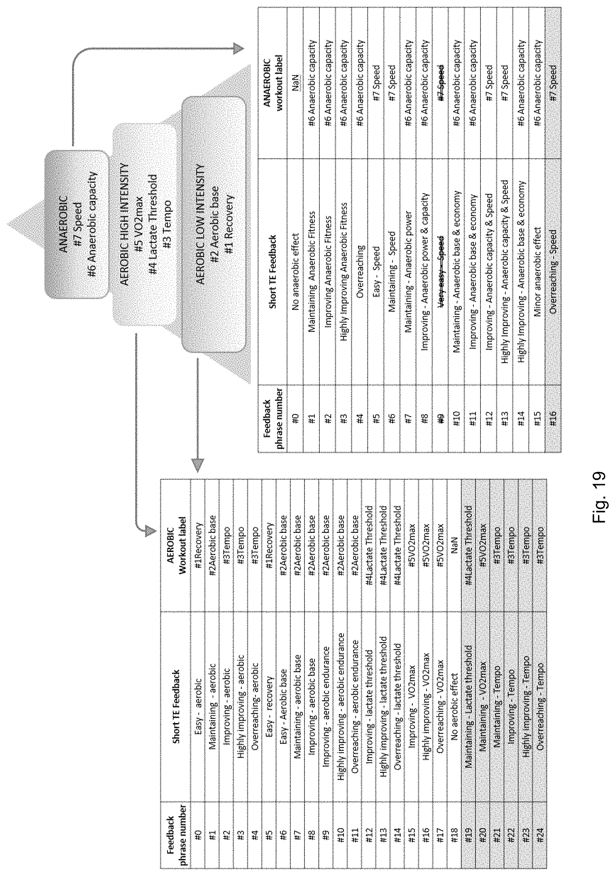 Patent US11771355 Figure 18 – Methods and apparatus for analyzing and providing feedback of training effects, primary exercise benefits, training status, balance between training intensities and an automatic feedback system and apparatus for guiding future training