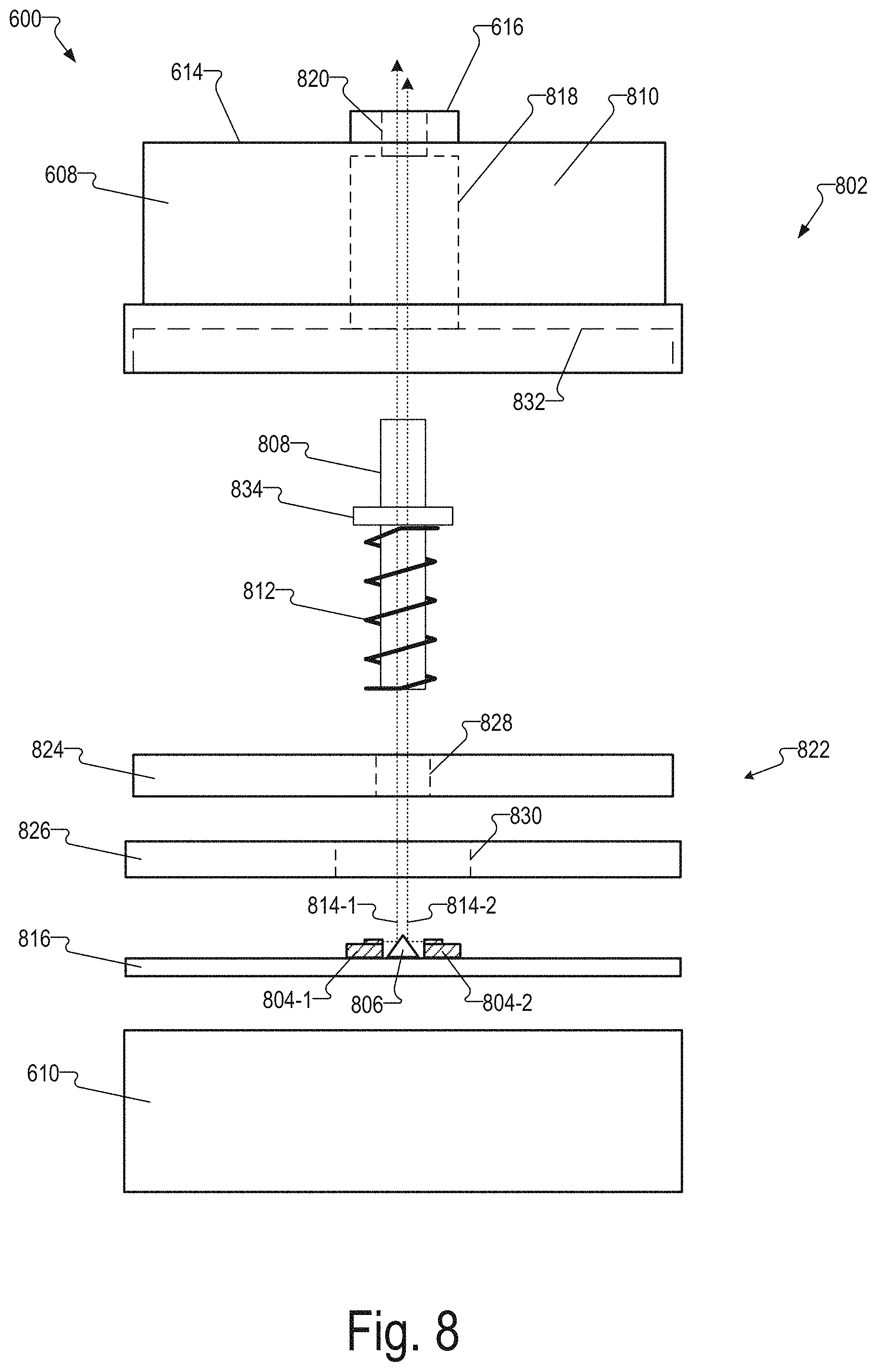 Patent US11771362 Figure 8 – Integrated detector assemblies for a wearable module of an optical measurement system