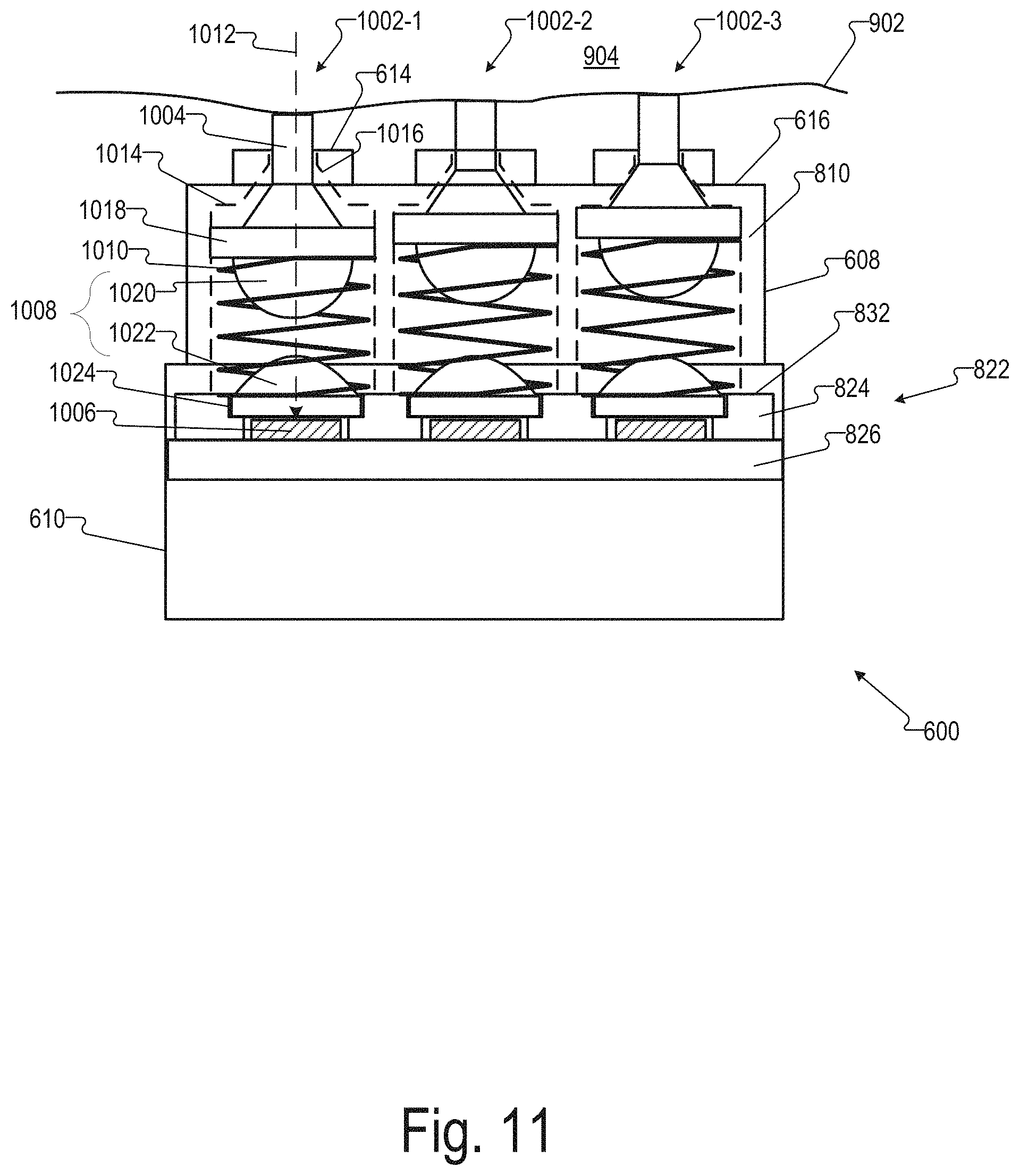 Patent US11771362 Figure 11 – Integrated detector assemblies for a wearable module of an optical measurement system