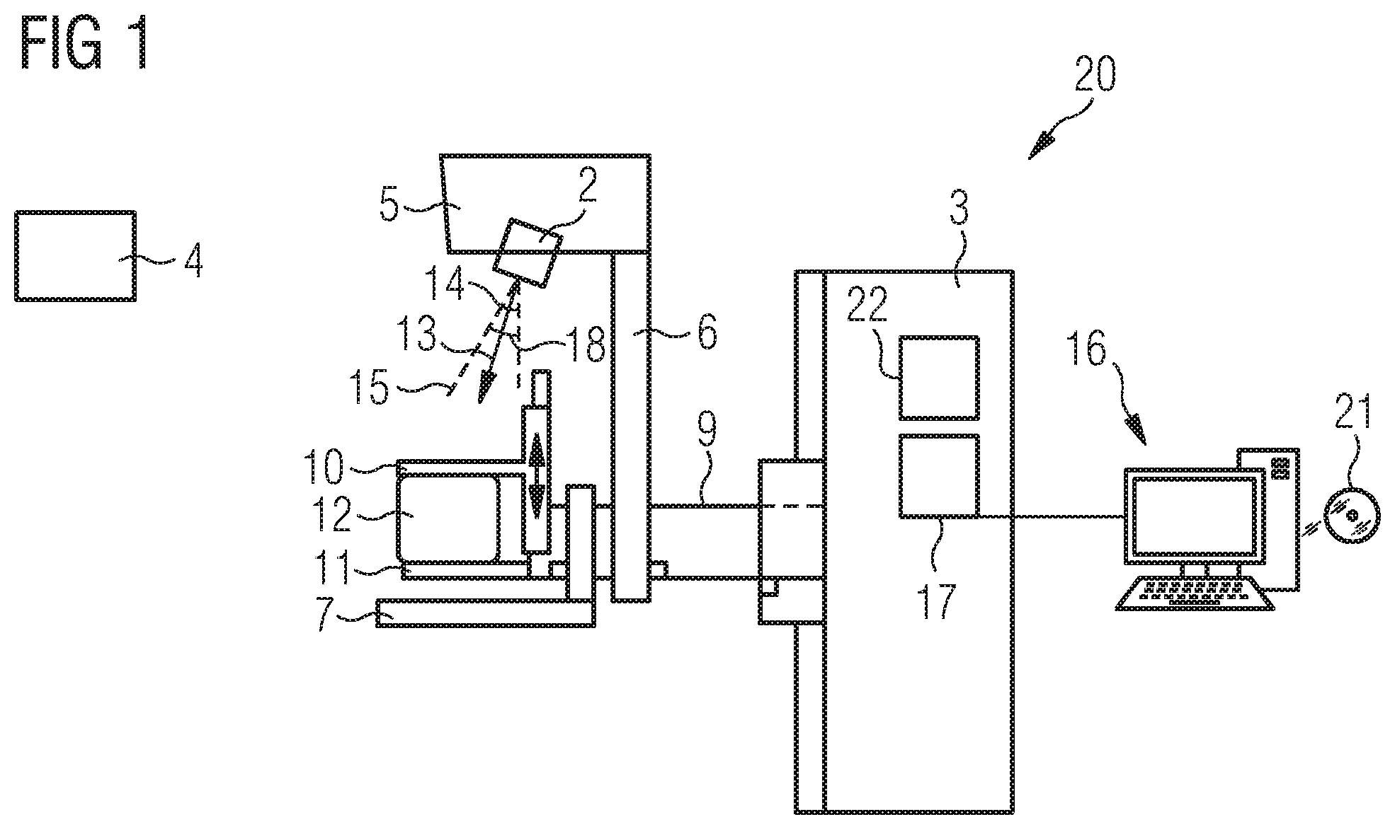 Patent US11771384 — Positioning of an examination object in relation to an x-ray device — Figure 1