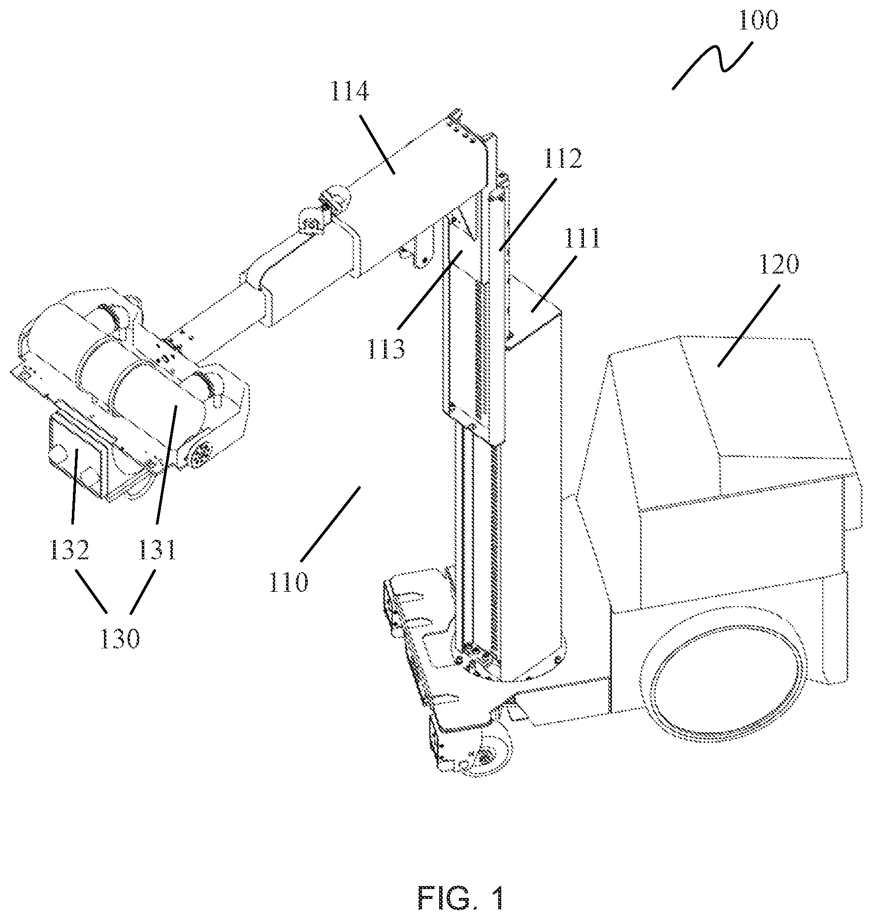 Patent US11771386 Figure 1 – Lifting apparatus and a radiation system including the same