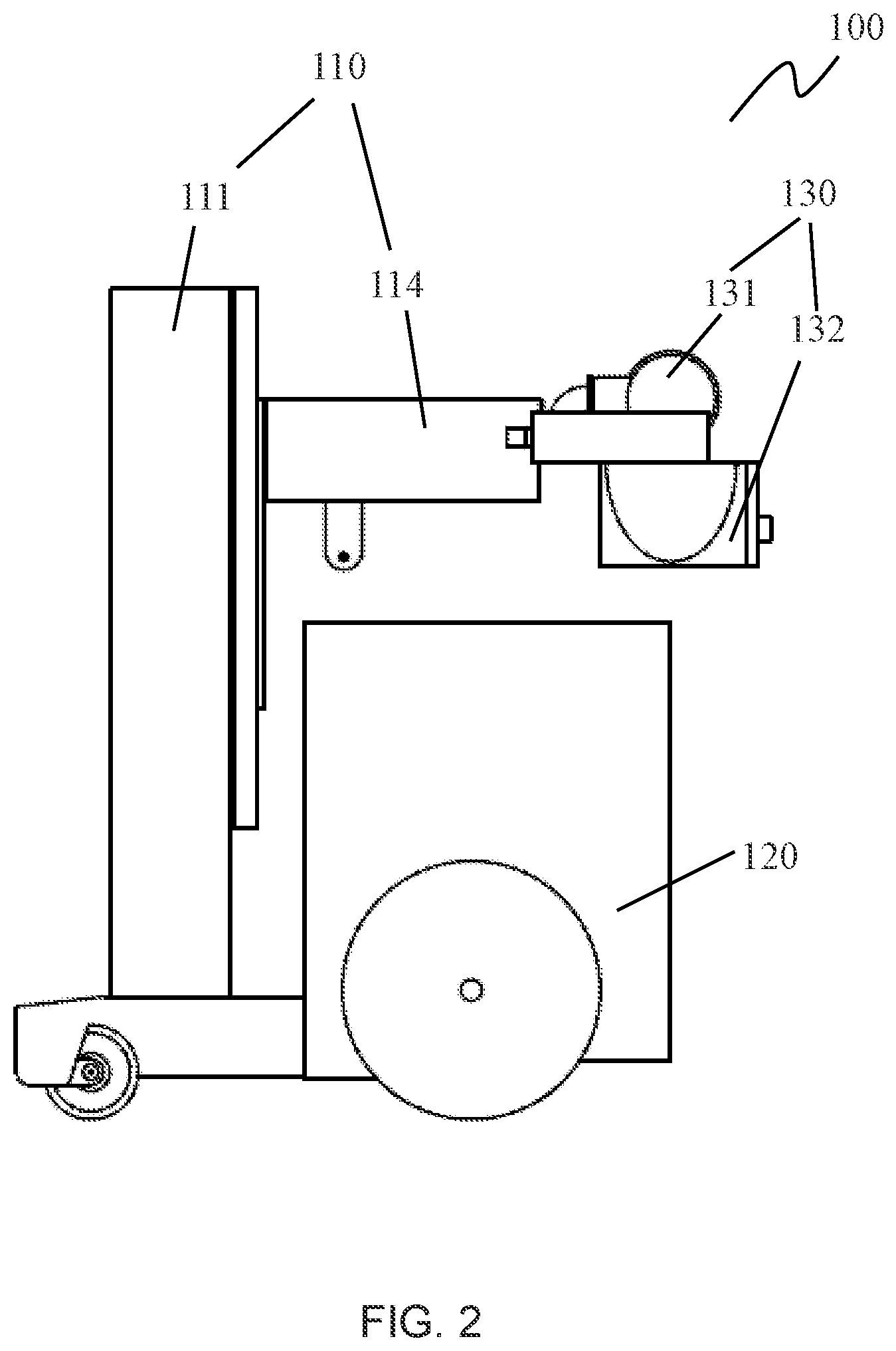Patent US11771386 Figure 2 – Lifting apparatus and a radiation system including the same