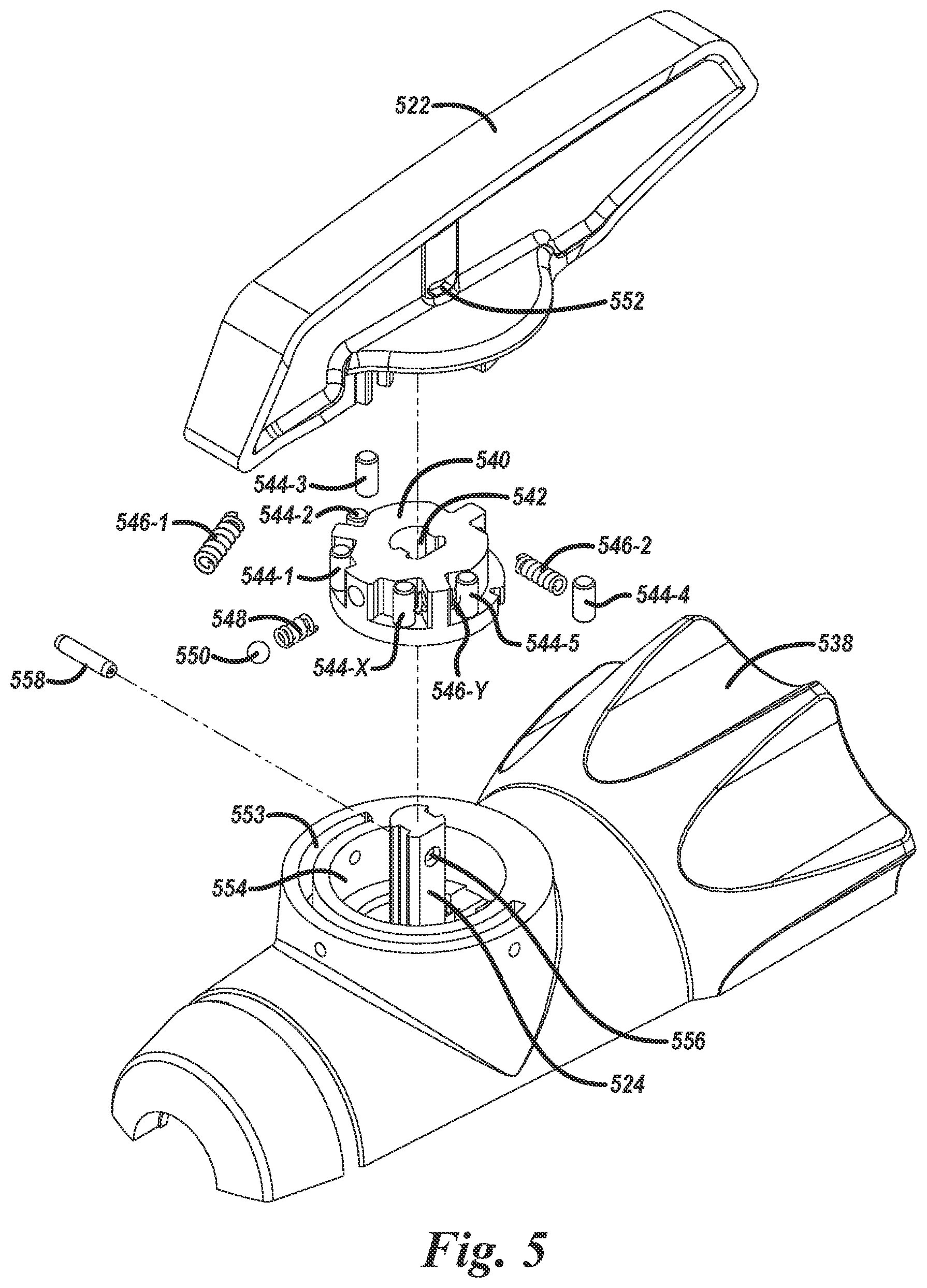 Patent US11771424 Figure 5 – Surgical handle articulation assemblies